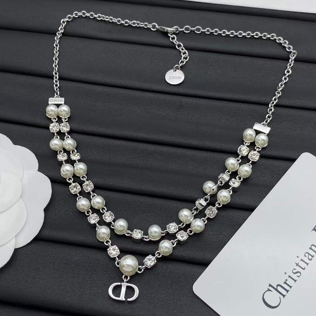 Dior Layered Two Row Pearl Necklace - Original Replica Club