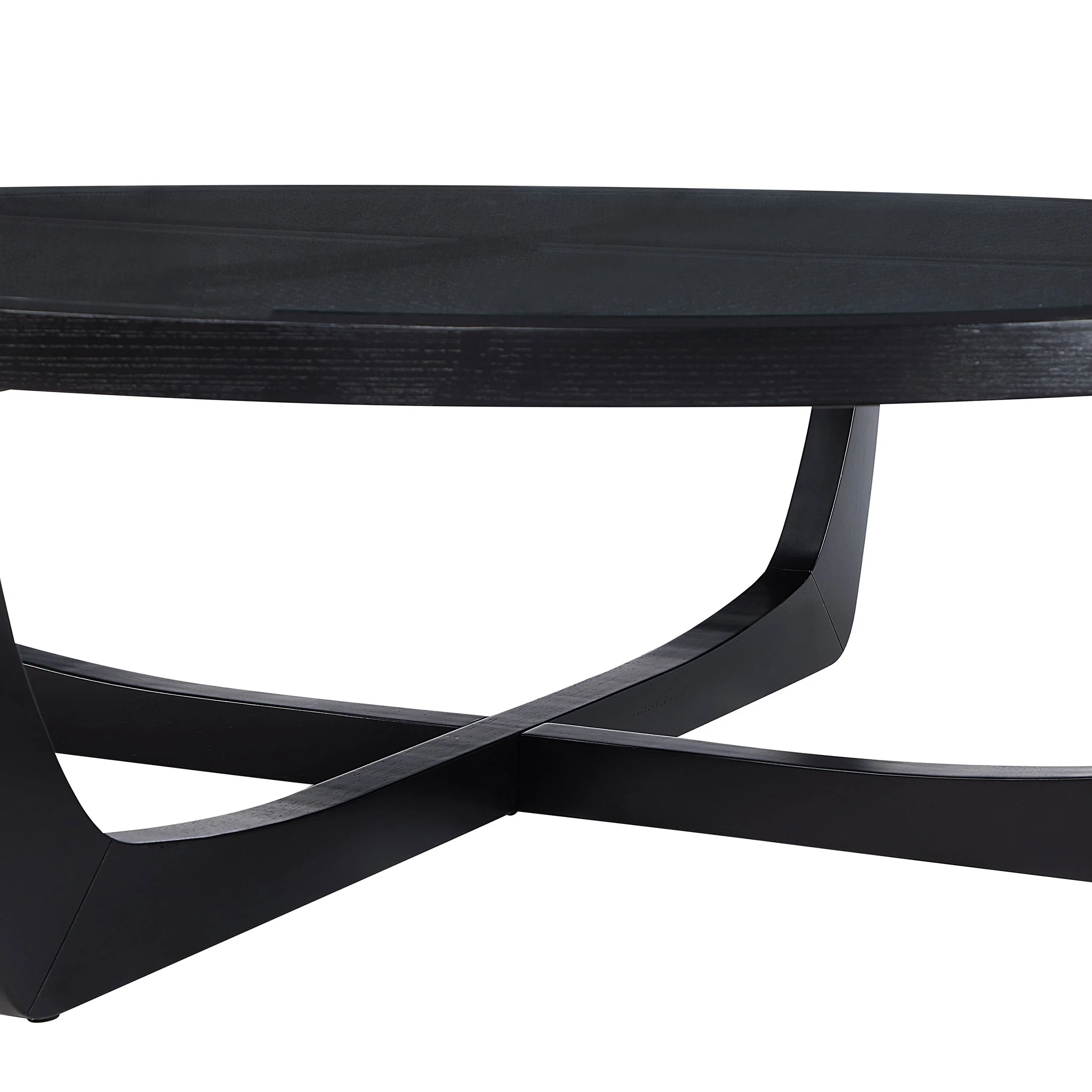 Beautiful by Drew Barrymore Round Rattan and Glass Top Coffee Table, Black - Image 7