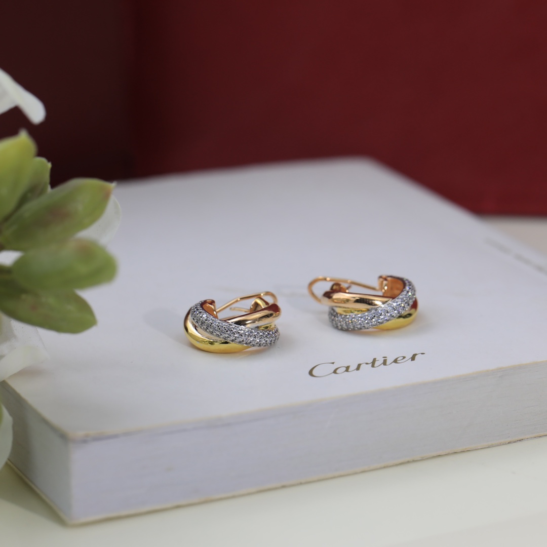 Cartier Mixed 3 Metal Color Trinity Earrings - Original Replica Club