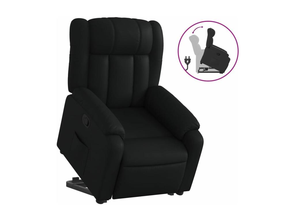 Sillón reclinable elevable cuero artificial negro