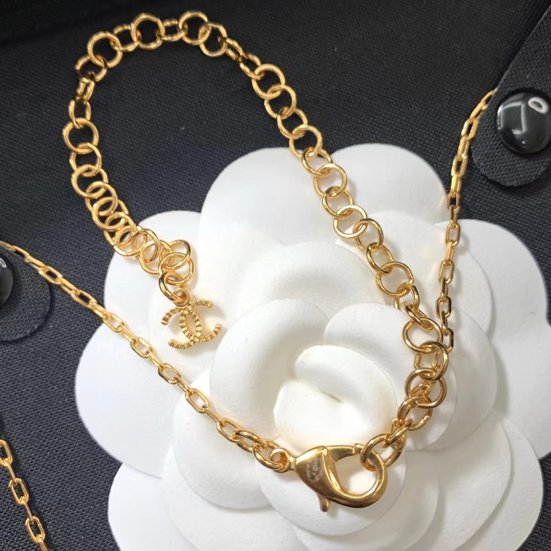 Chanel Gold Color Letter Pendant Necklace - Original Replica Club