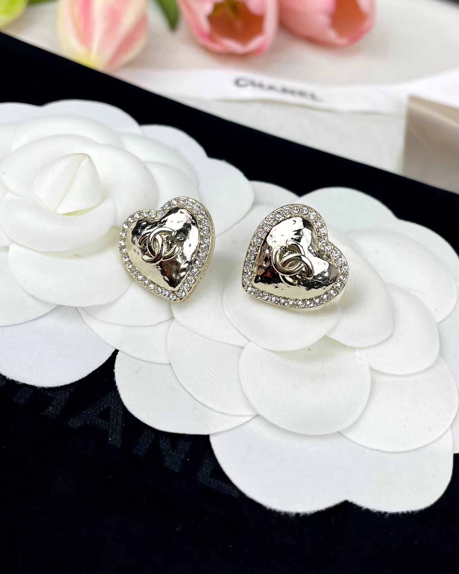 Chanel Gold Love Heart Stud Earring - Original Replica Club