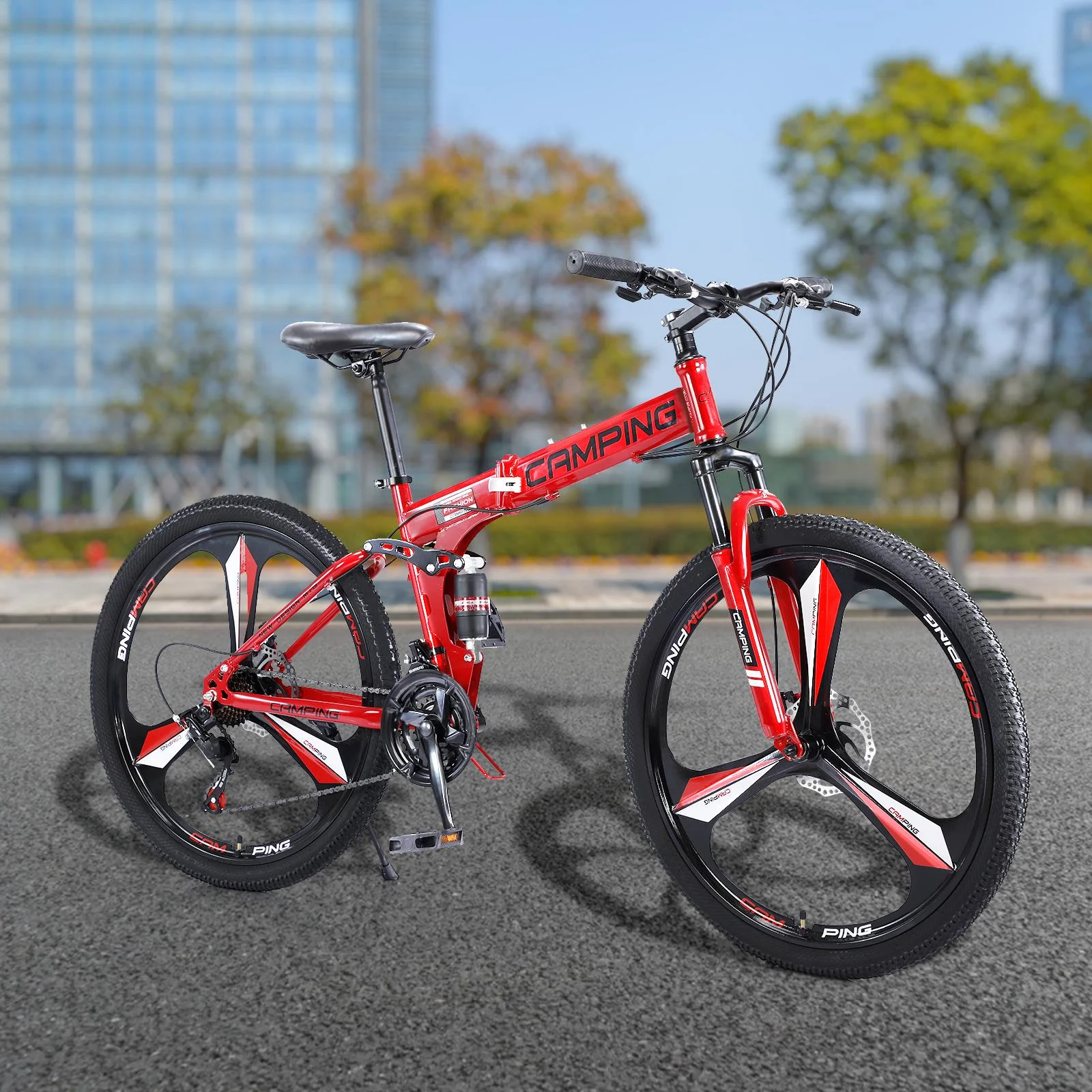 Zimtown 26" Folding Mountain Bike, Shimano 21 Speed MTB Bicycle for Adults, Black - Image 12