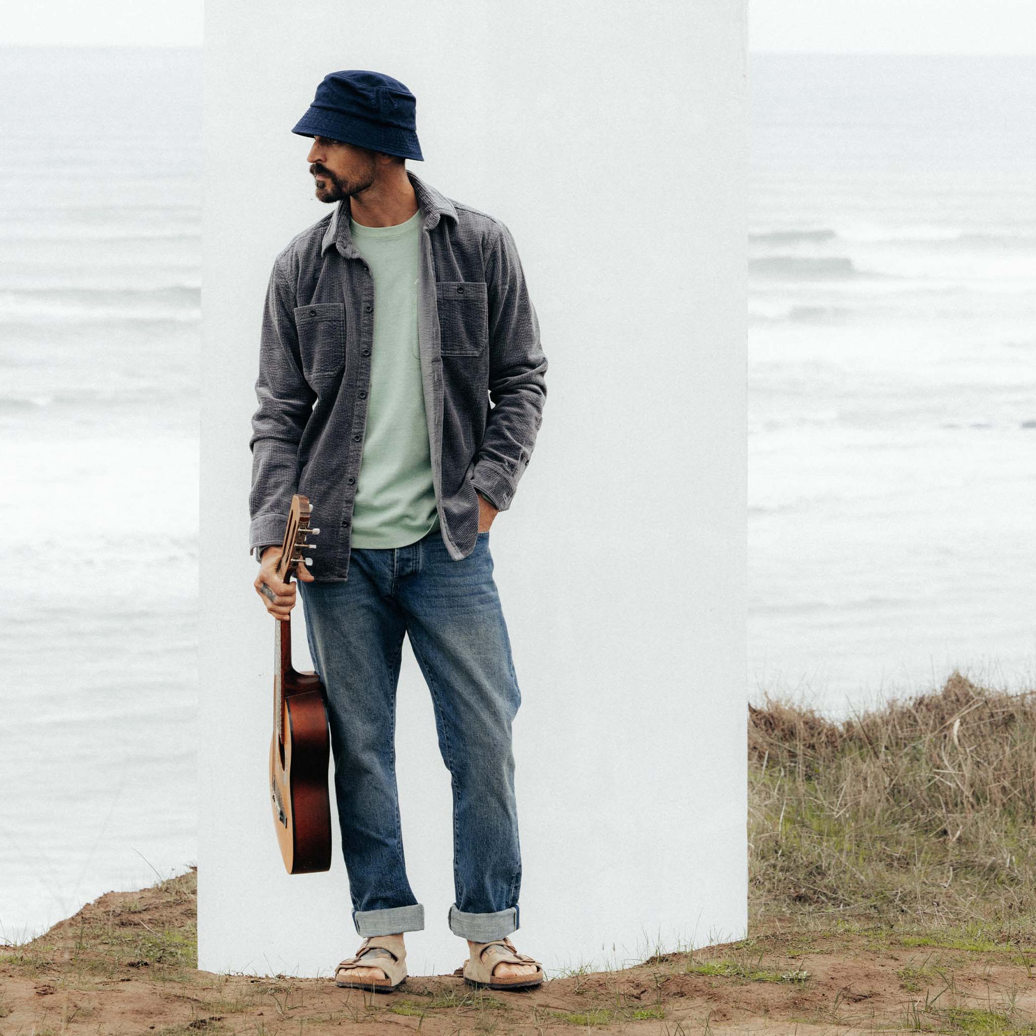 The Utility Shirt in Dark Charcoal Crepe Cord