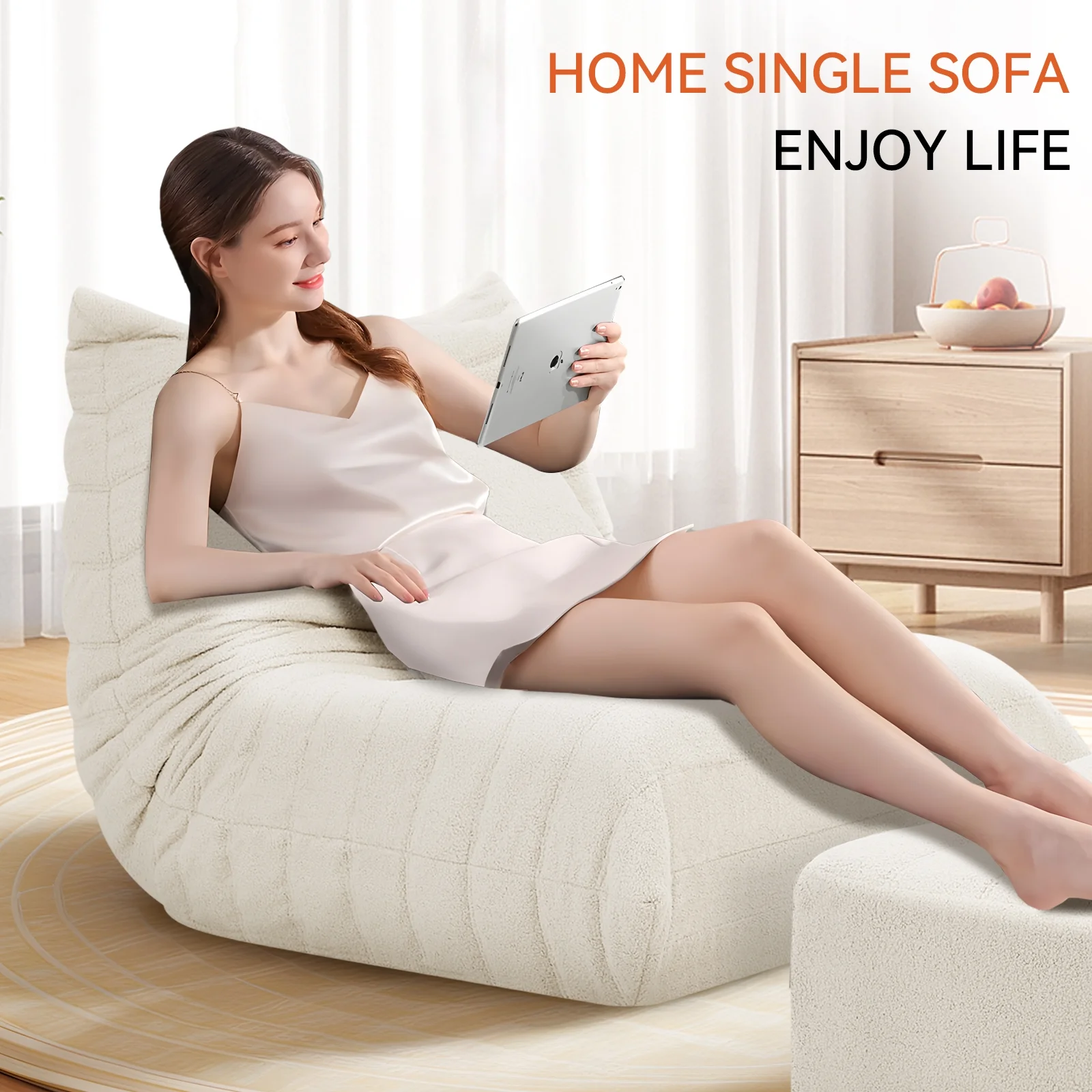 VFD Bean Bag Chairs for Adults, Beanbag Chair with Ottoman Lounge Sofa Memory Foam Comfy Reading Chair for Bedroom & Living Room, Lazy Floor Sofa Couch - Image 21