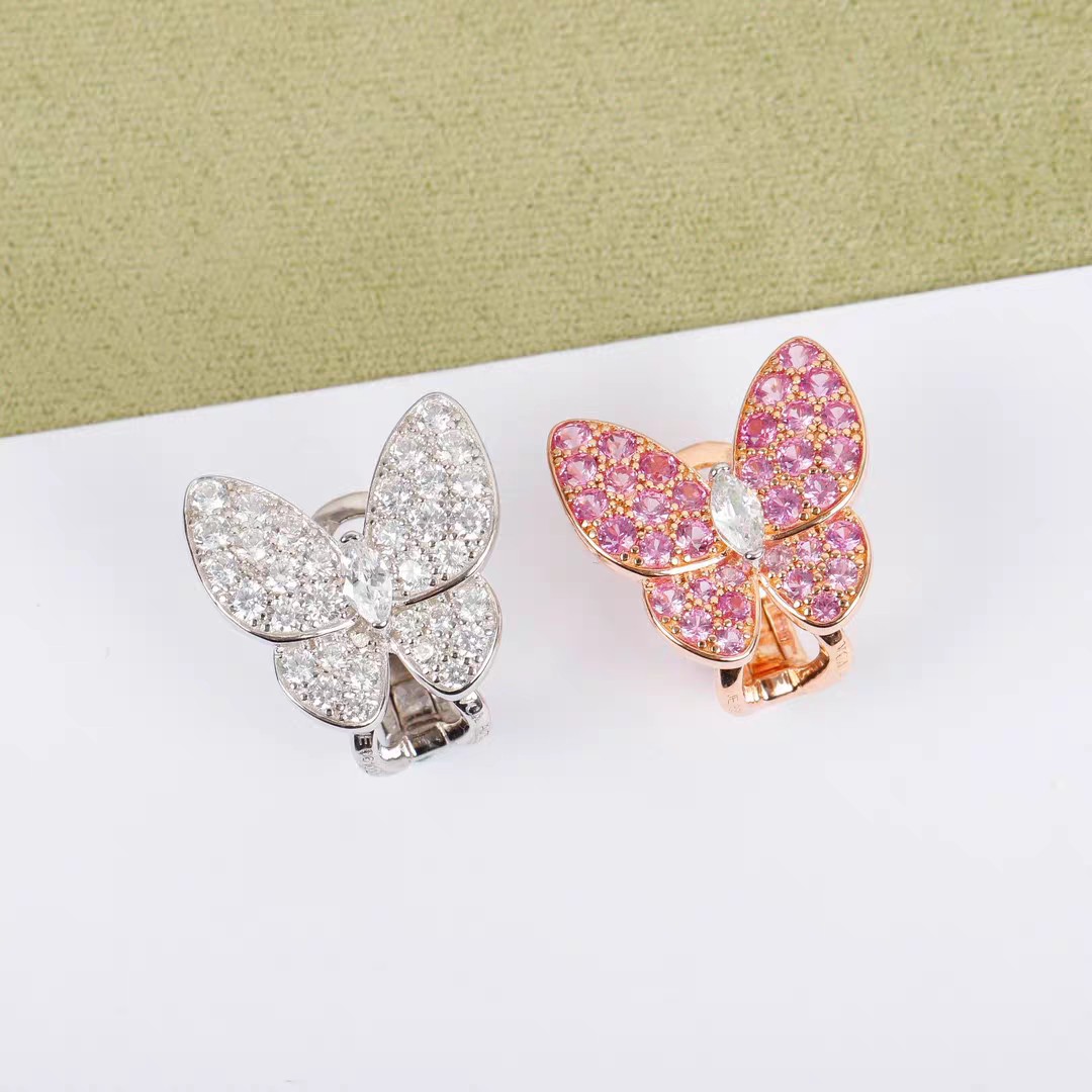 VCA Asymmetrical Diamond Butterfly Earrings - Original Replica Club