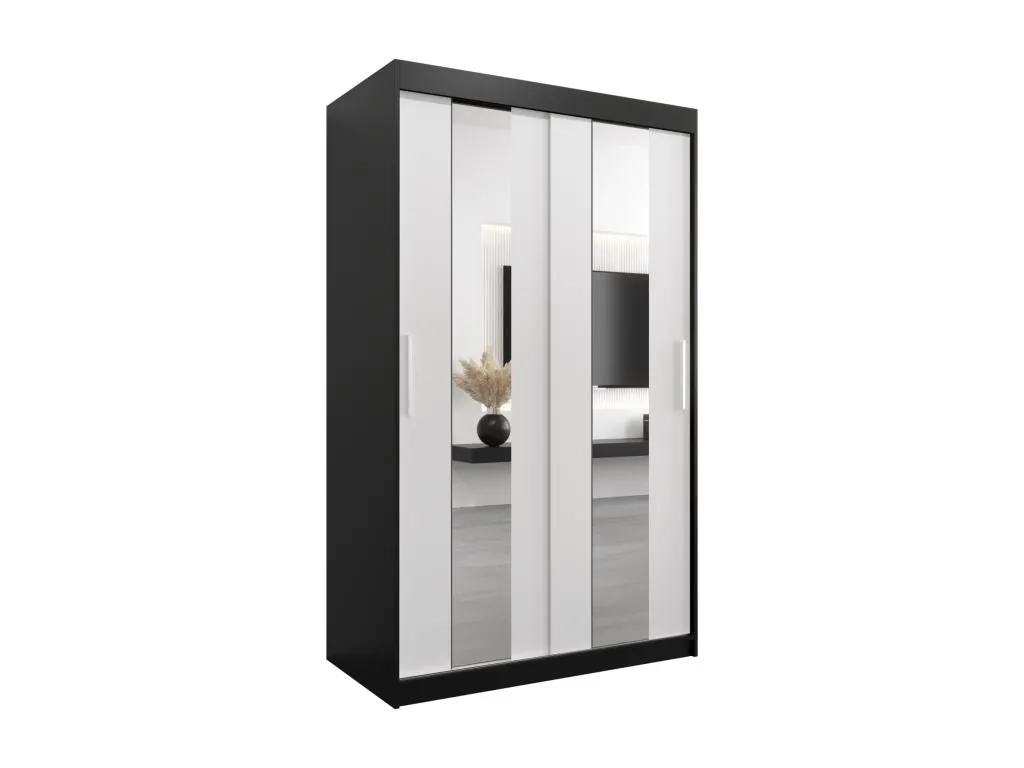 Armario Decounico de puertas correderas 200/120/62 2 puertas (negro/blanco)