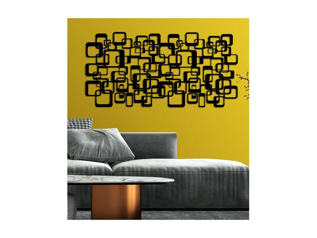 Decoración de Metal Cuadrados, Negro, 101x3x50 cm, Hogarmagic