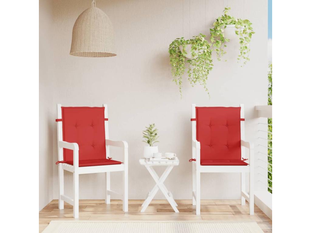 Cojín silla jardín respaldo bajo 2 unidades tela Oxford rojo