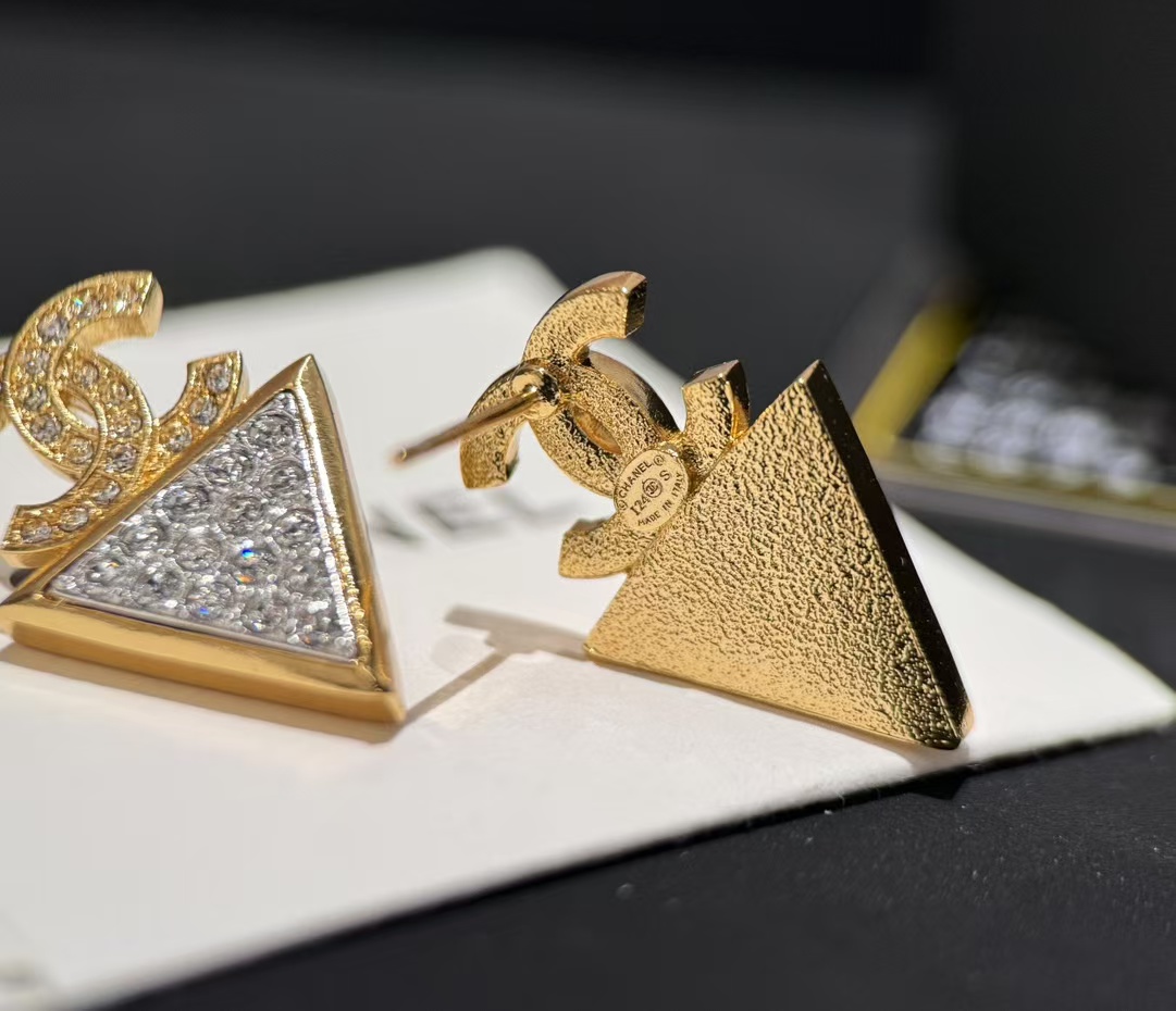 Chanel Geometric Triangle Stud Earrings - Original Replica Club