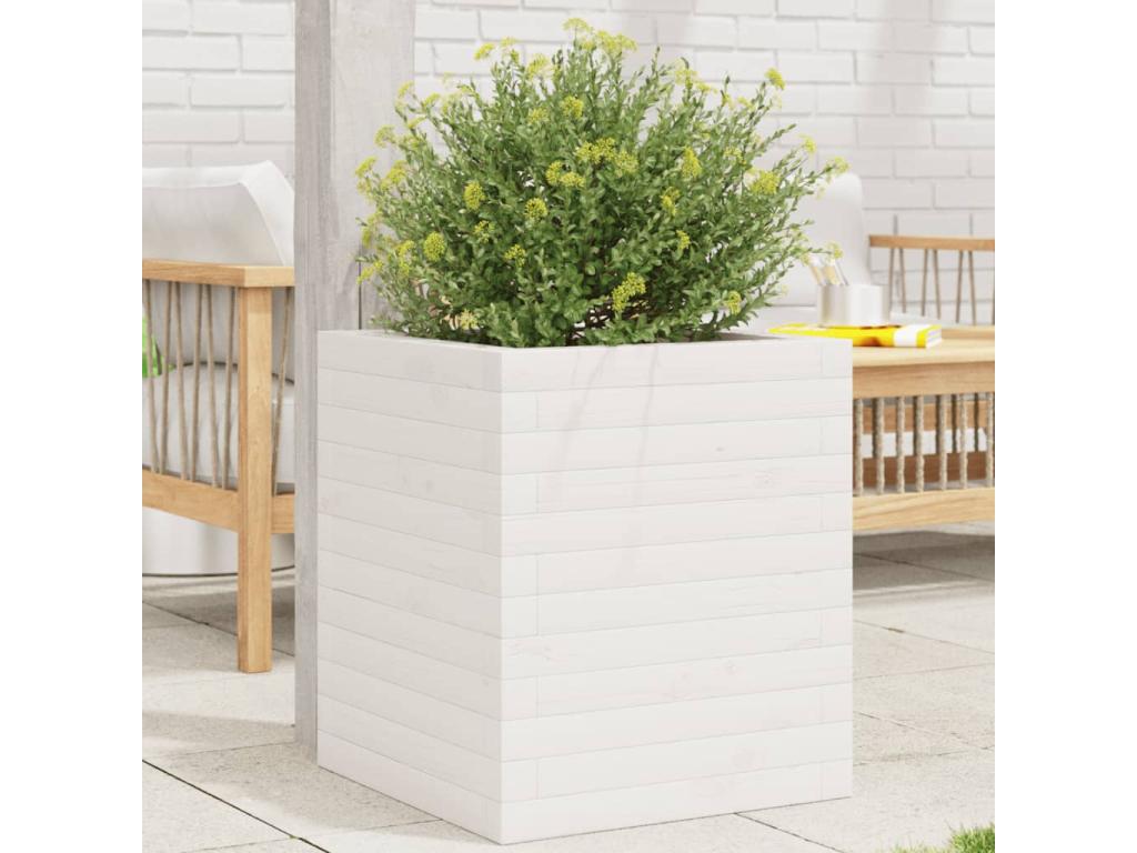 Decoratodo  madera maciza de pino blanca 40x40x46 cm