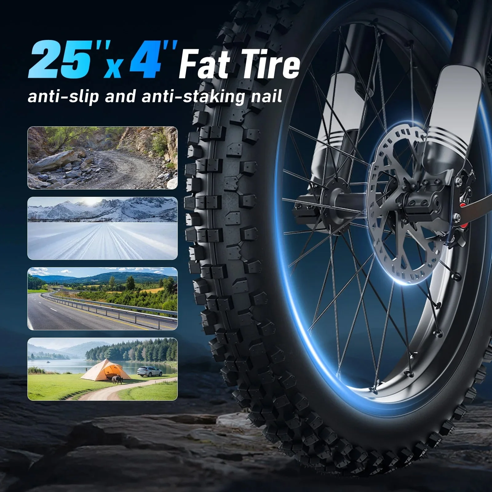 Arkveld Adult Electric Fat Tire Bike, 3000W, 40 MPH, 80 Miles, 25 inch, White - APEX1 - Image 7 Arkveld Adult Electric Fat Tire Bike, 3000W, 40 MPH, 80 Miles, 25 inch, White - APEX1 - Image 7