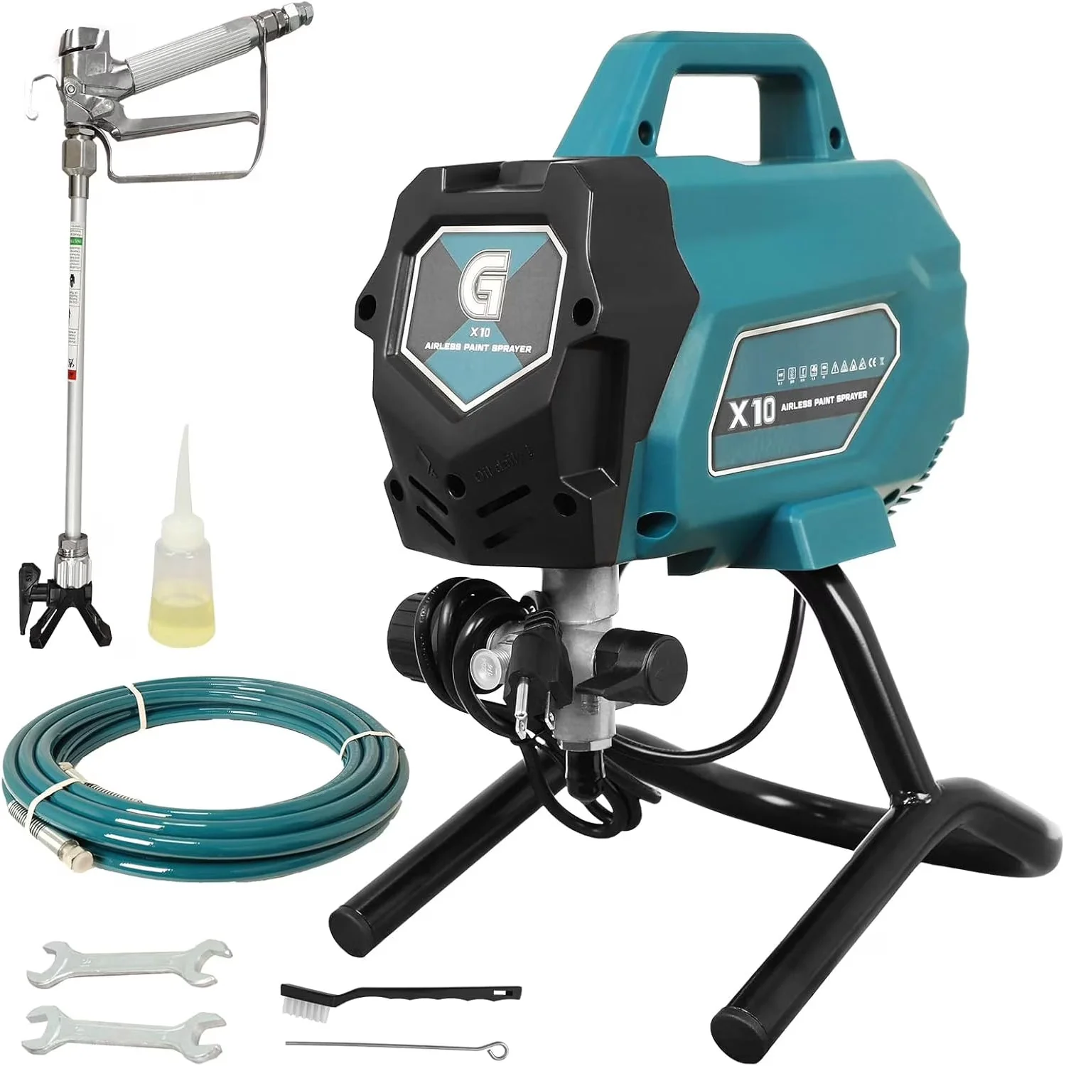 Telyswee Airless Paint Sprayer, 750W, 3300 PSI, Blue Telyswee Airless Paint Sprayer, 750W, 3300 PSI, Blue