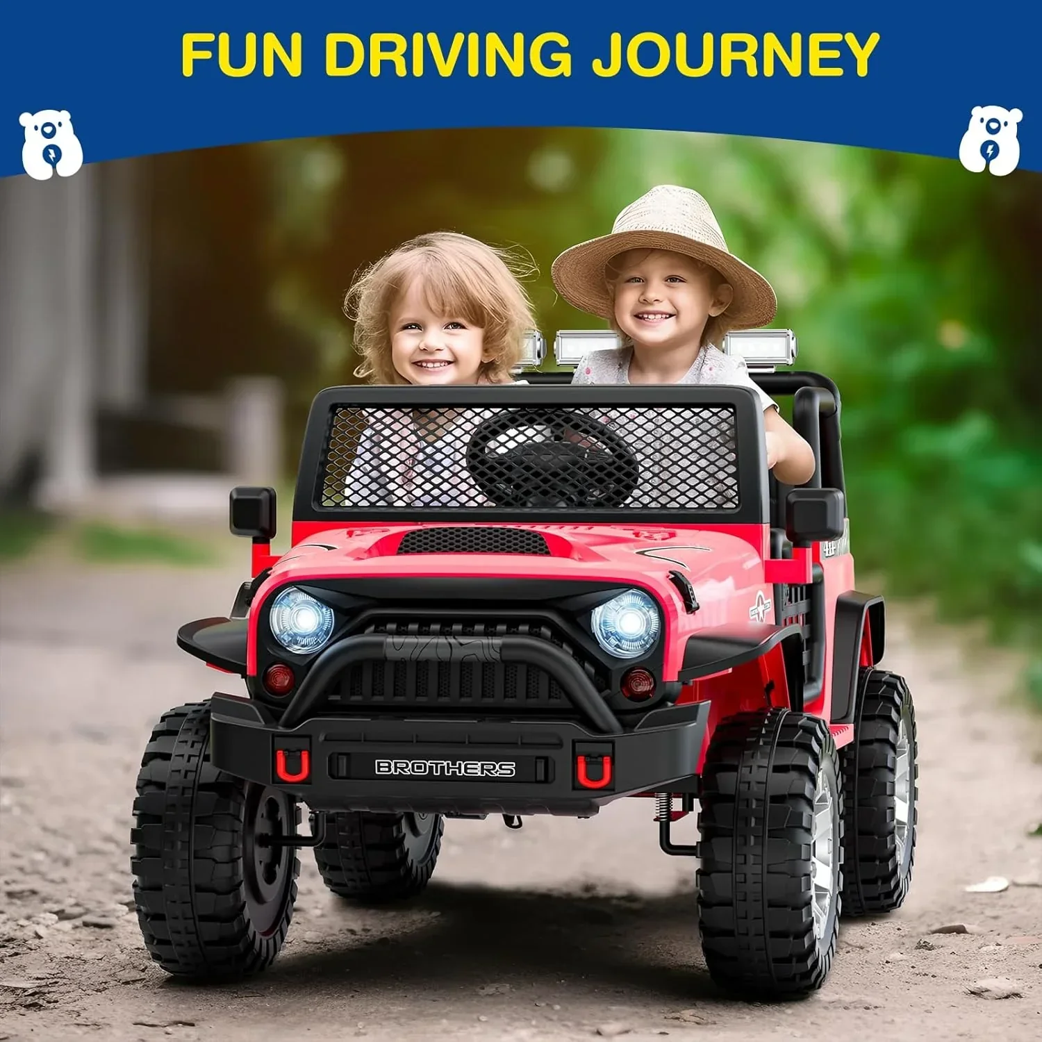 L8 Ride On Car 2 Seater 12V Kids Electric Car Remote Control 4-Wheel Suspension Bluetooth Speaker