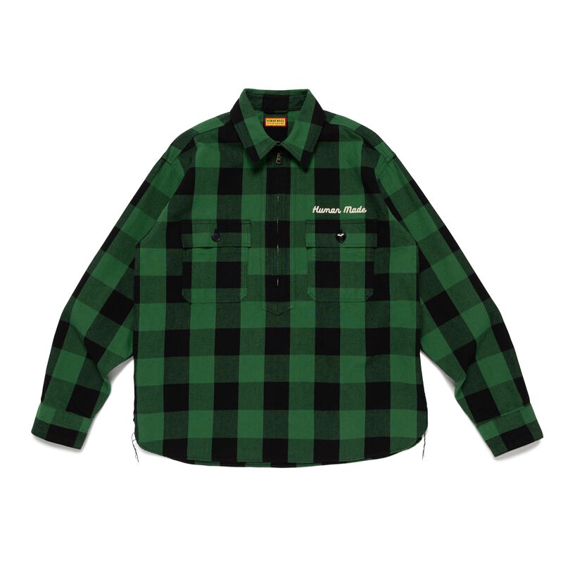HUMAN MADE CHECK HALF-ZIP SHIRT