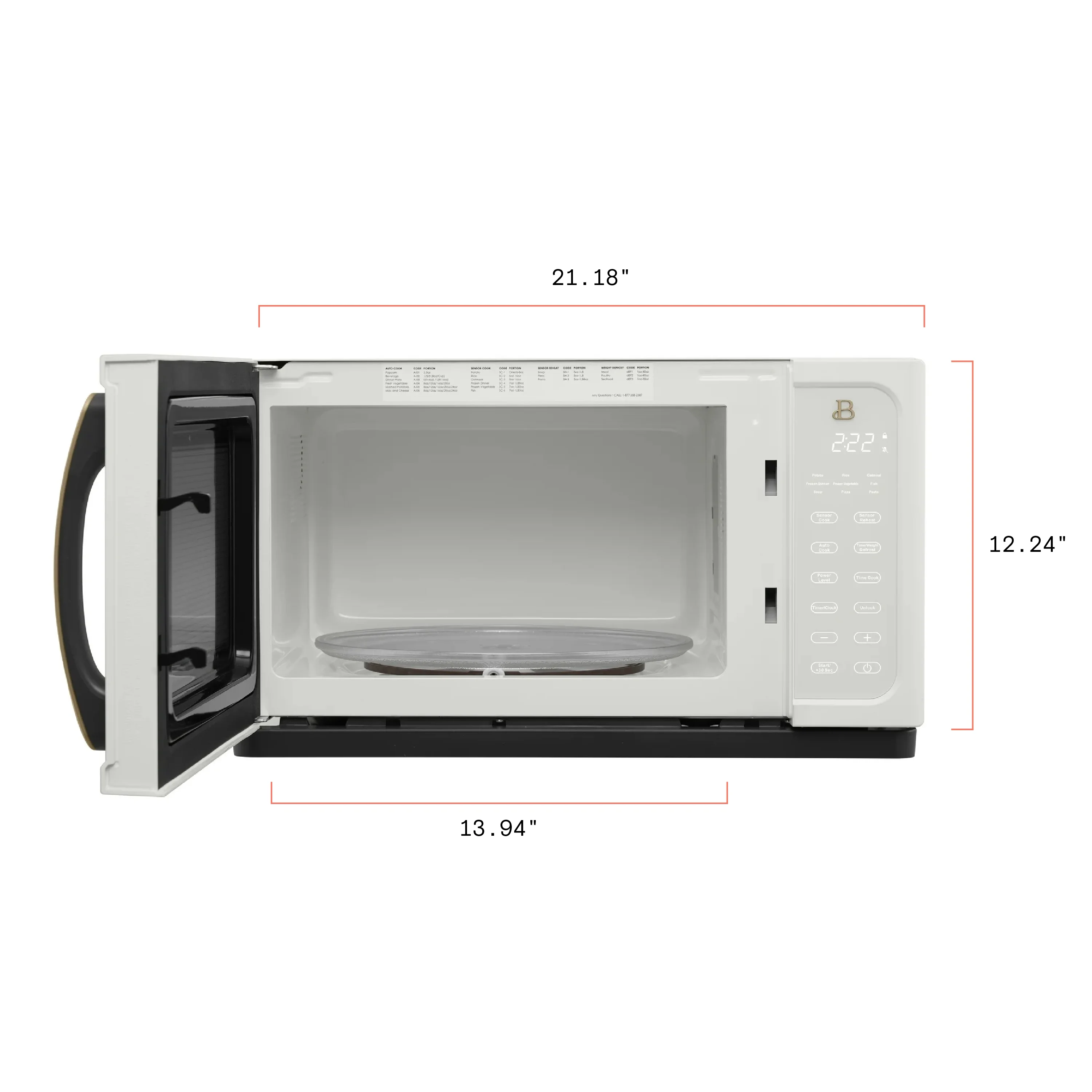 Beautiful 1.1 Cu ft 1000 Watt, Sensor Microwave Oven, White Icing by Drew Barrymore, New - Image 5