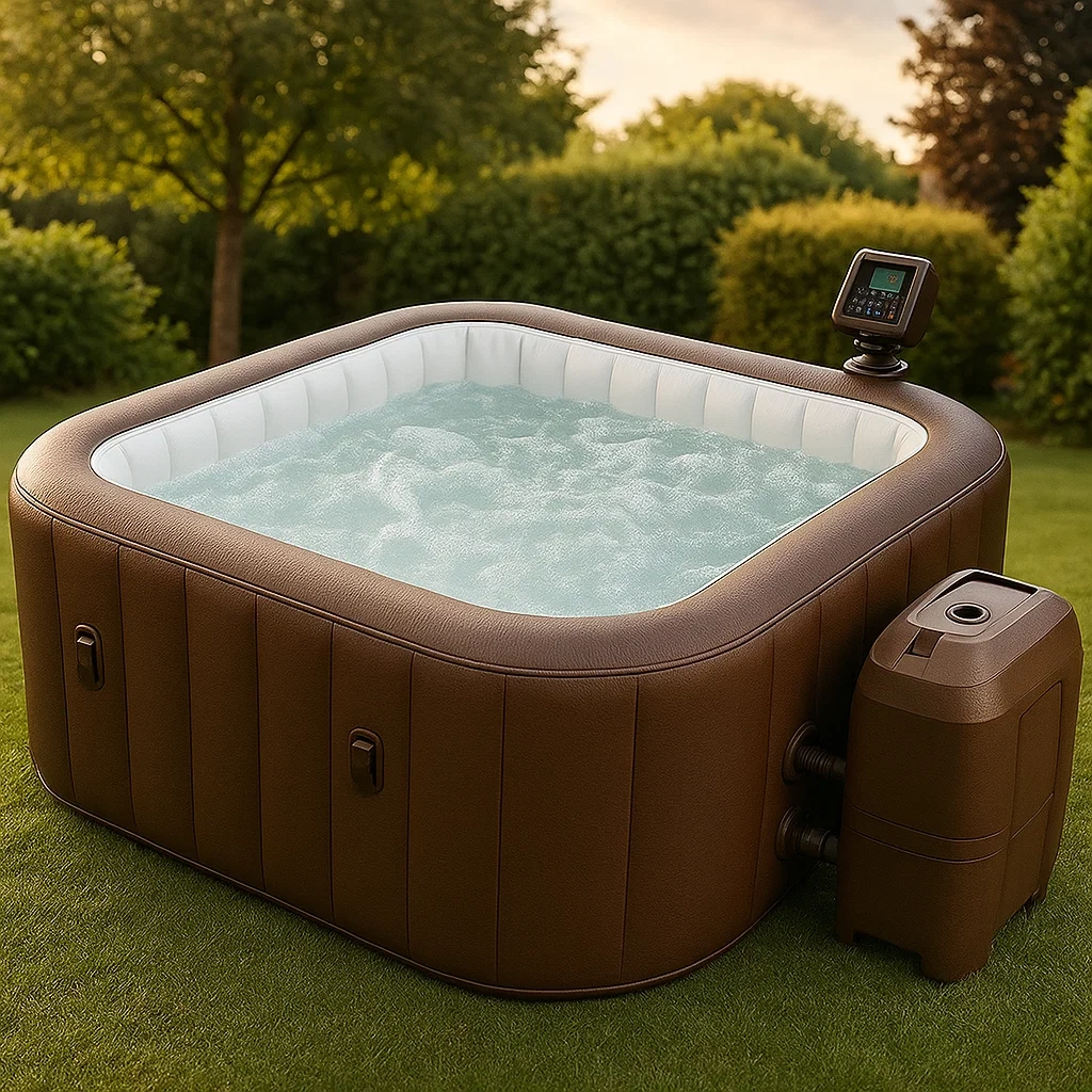 Spas hinchables 180x180x70 cm 4 plazas cuadrado marrón/blanco ICxwypx364JT