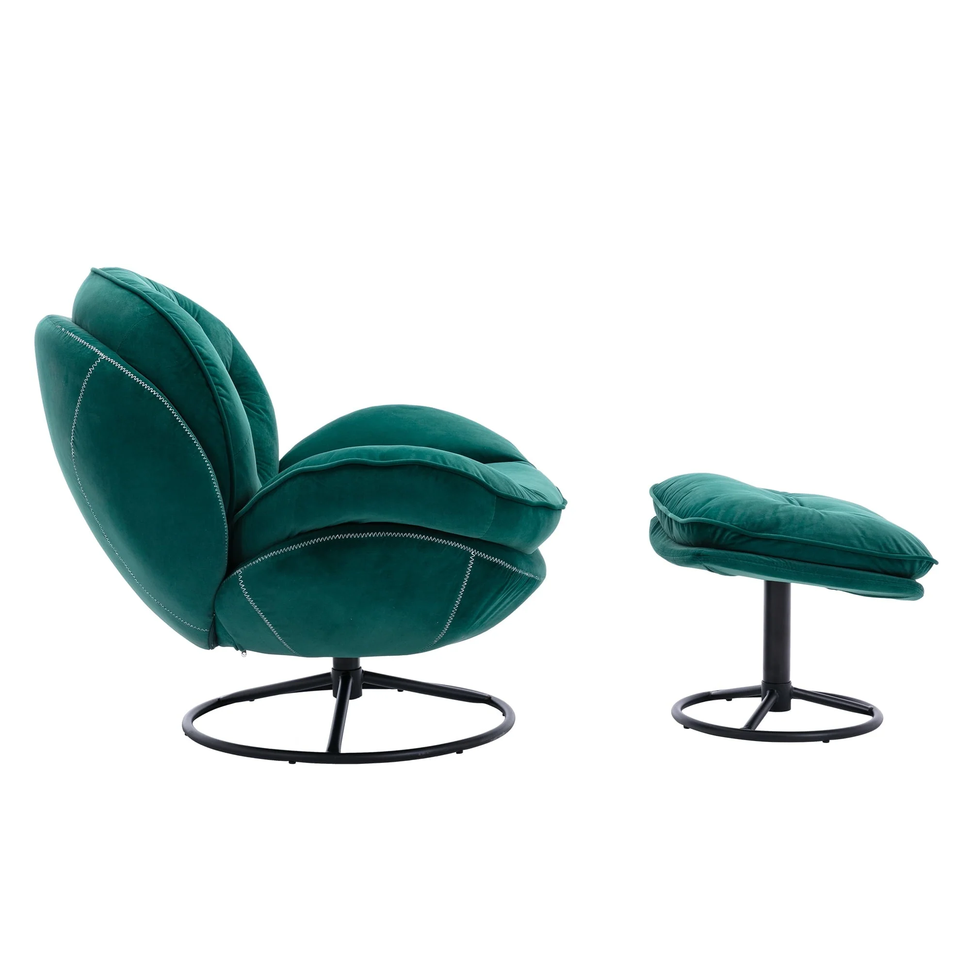 Velvet Swivel Accent Chair with Ottoman Set, Modern Lounge Chair with Footrest and Metal Base Comfy Armchair with 360 Degree Swiveling Single Sofa Chair Accent Chairs for Living Room, Green - Image 7