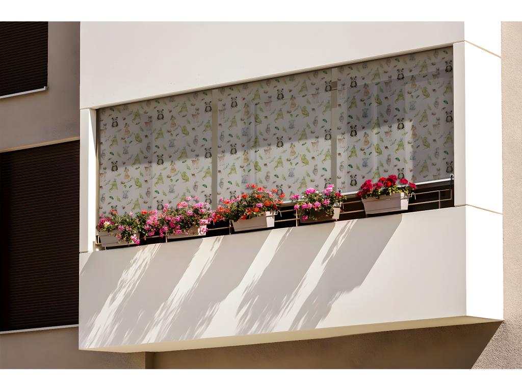Hermosa persiana enrollable para exteriores - 50x180 cm - Animales en el bosque Cortinas para balcones, Cortinas para balcones y Cortinas para protección solar.