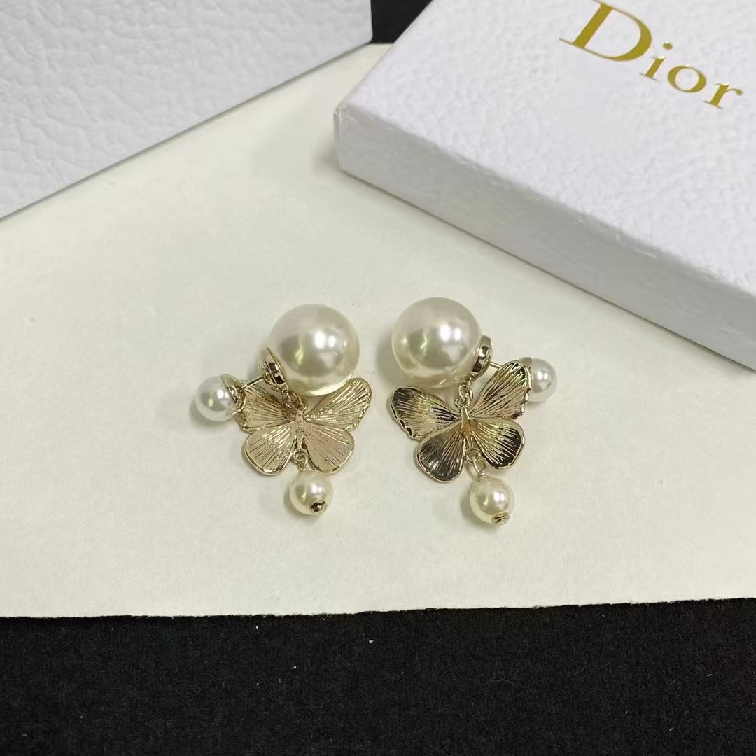 Dior Butterfly with Pearl Earrings - Original Replica Club