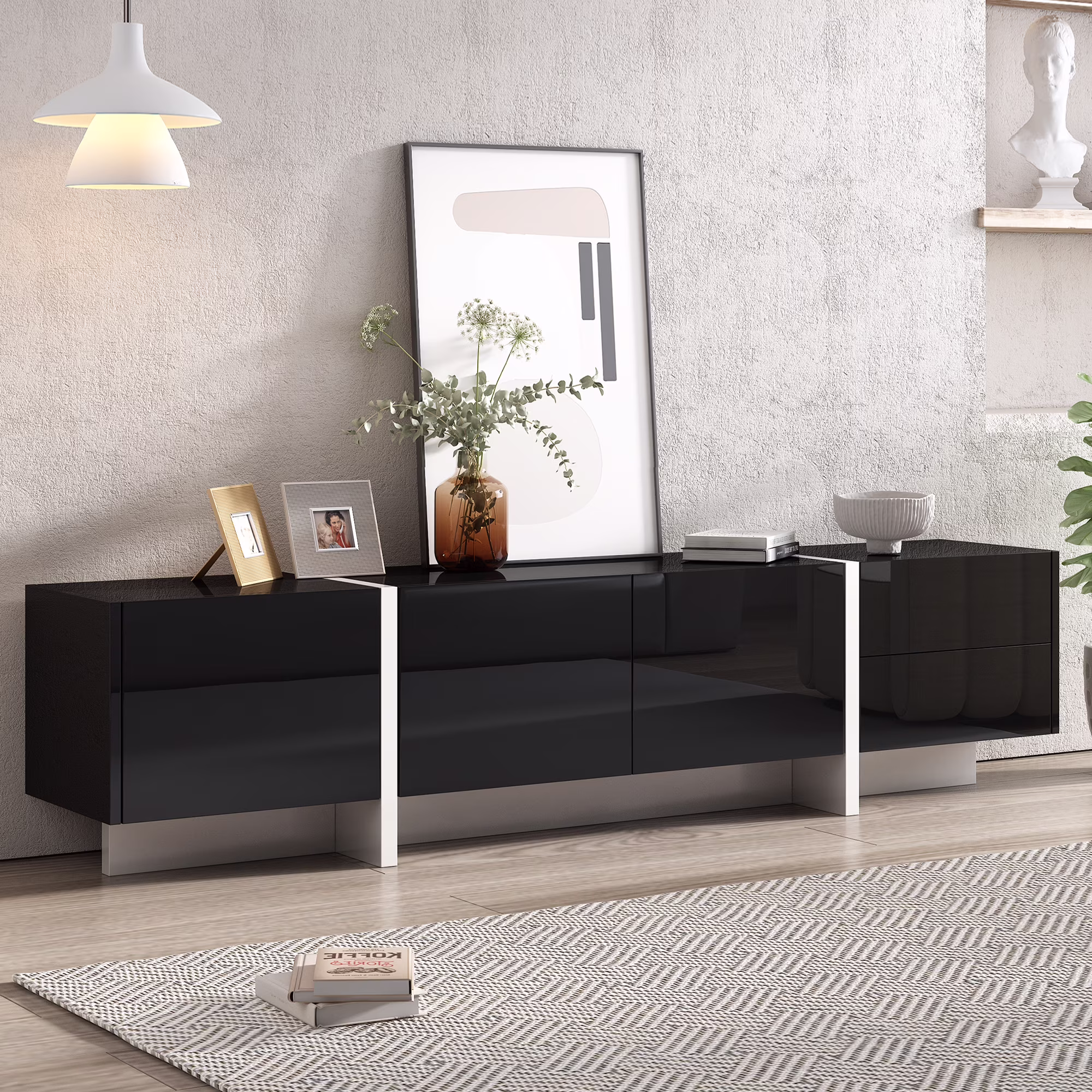 EUROCO Mid-Century Modern TV Stand Up to 80