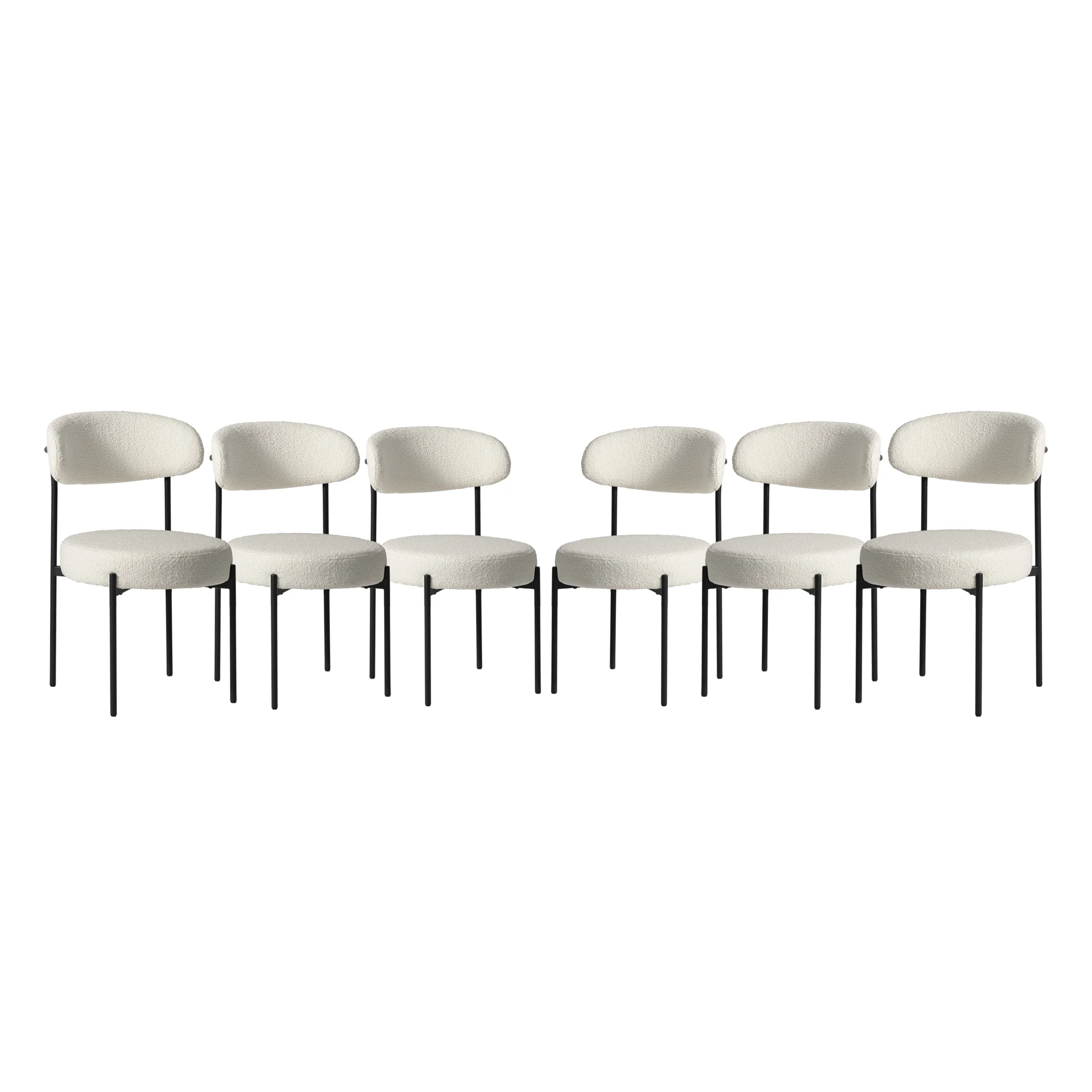 WestinTrends Alexandria Mid-Century Modern Upholstered Sherpa Round Dining Chairs (Set of 4), Sunset Gold - Image 60
