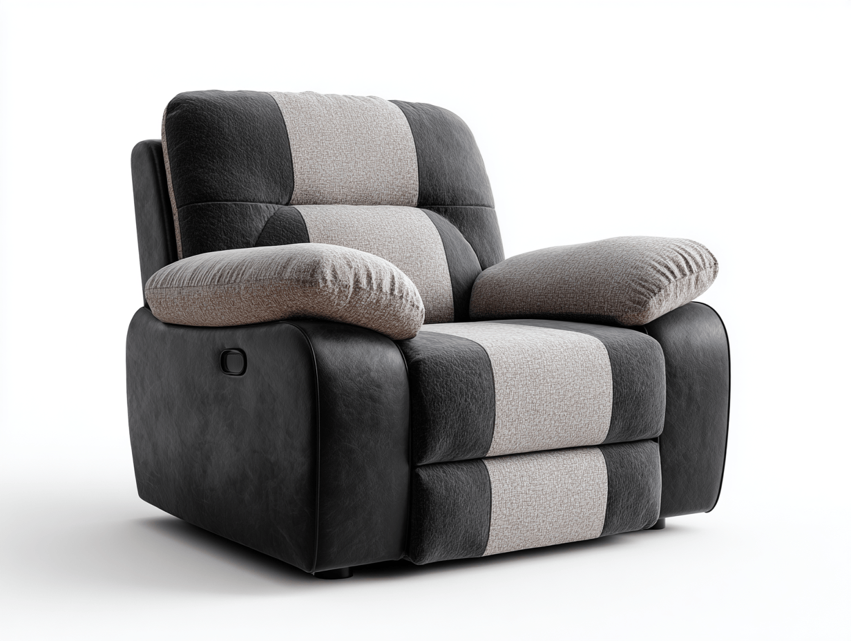 Sillón reclinable en tela y cuero sintético – negro/gris – estilo moderno