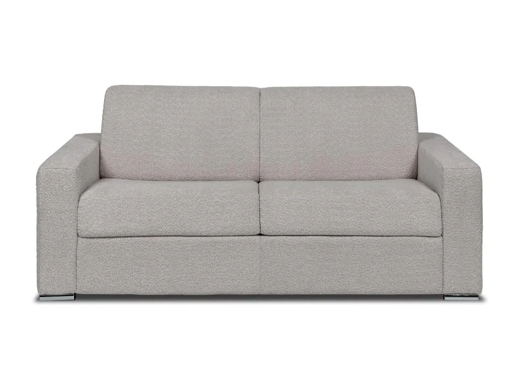 Sofá cama de 3 plazas de apertura rápida de tela rizada gris claro - Cama con láminas anchas de 140 cm - Colchón de 18 cm Hogarsens