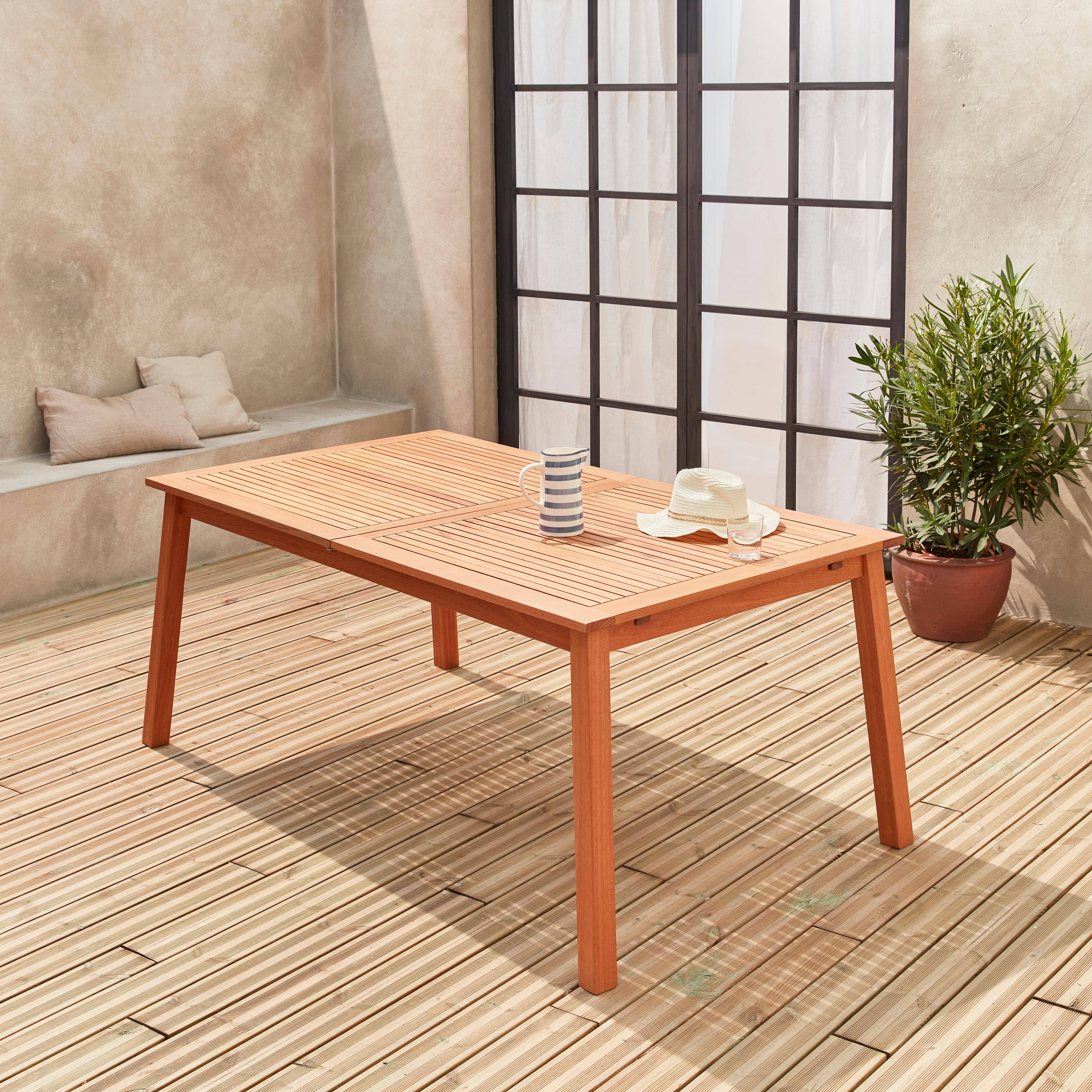 Almeria 240cm - Mesa de jardín de madera extensible, 8-10 plazas