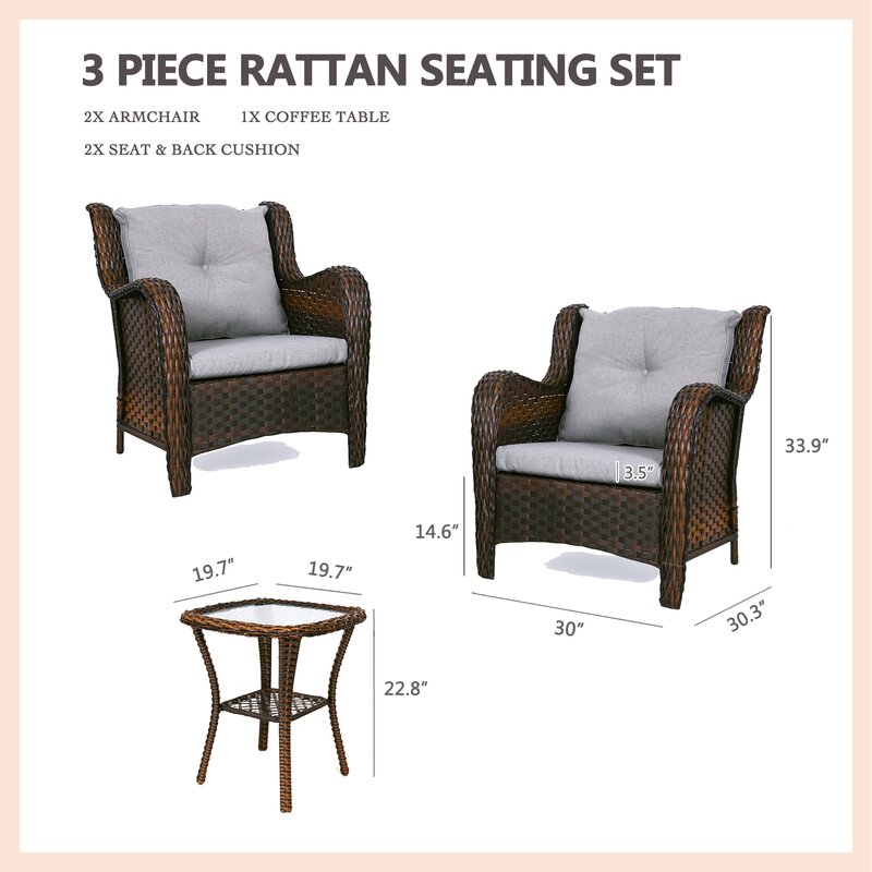 Jann Wicker/Rattan 2 - Person Seating Group with Cushions