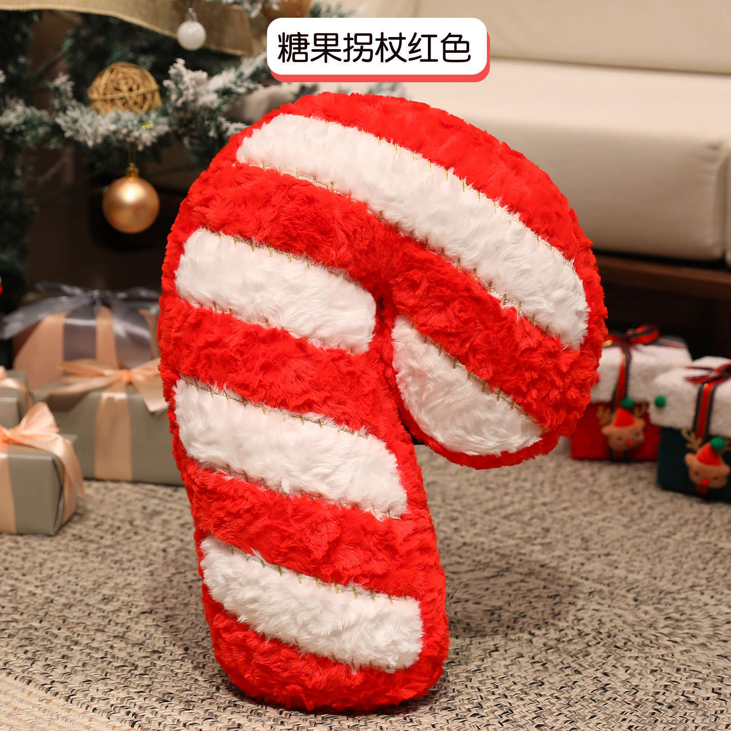 Christmas Shaped Plush Stuffed Pillow Snowman Tree Candy Cane Decorative Throw Cushion Kids Holiday Xmas Gift