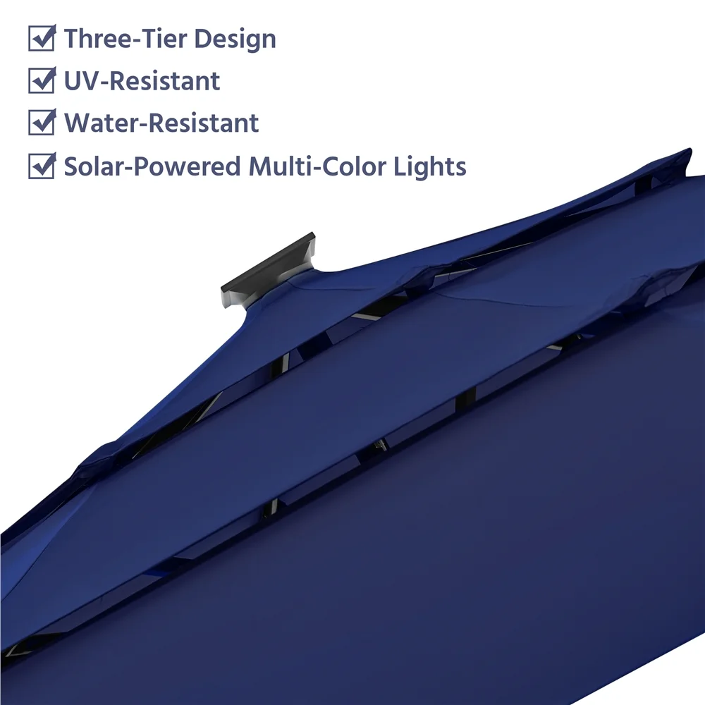 Renwick 10 Ft Outdoor Patio Parasol with Color-Changing LED Strip, Tan - Image 22