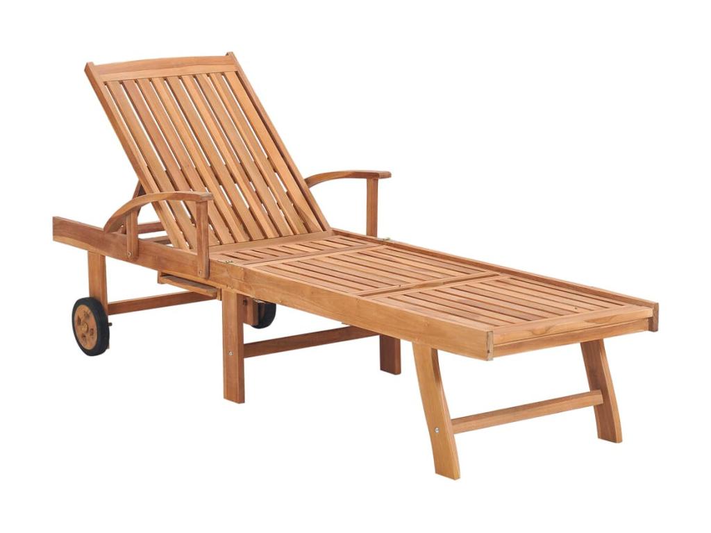 Sillón con cojín gris Madera maciza de teca