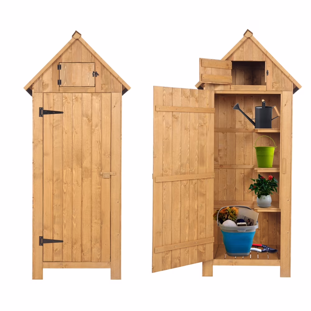 Zimtown Fir Wood Garden Storage Shed, 70.47" x 30.31" x 21.38", Natural