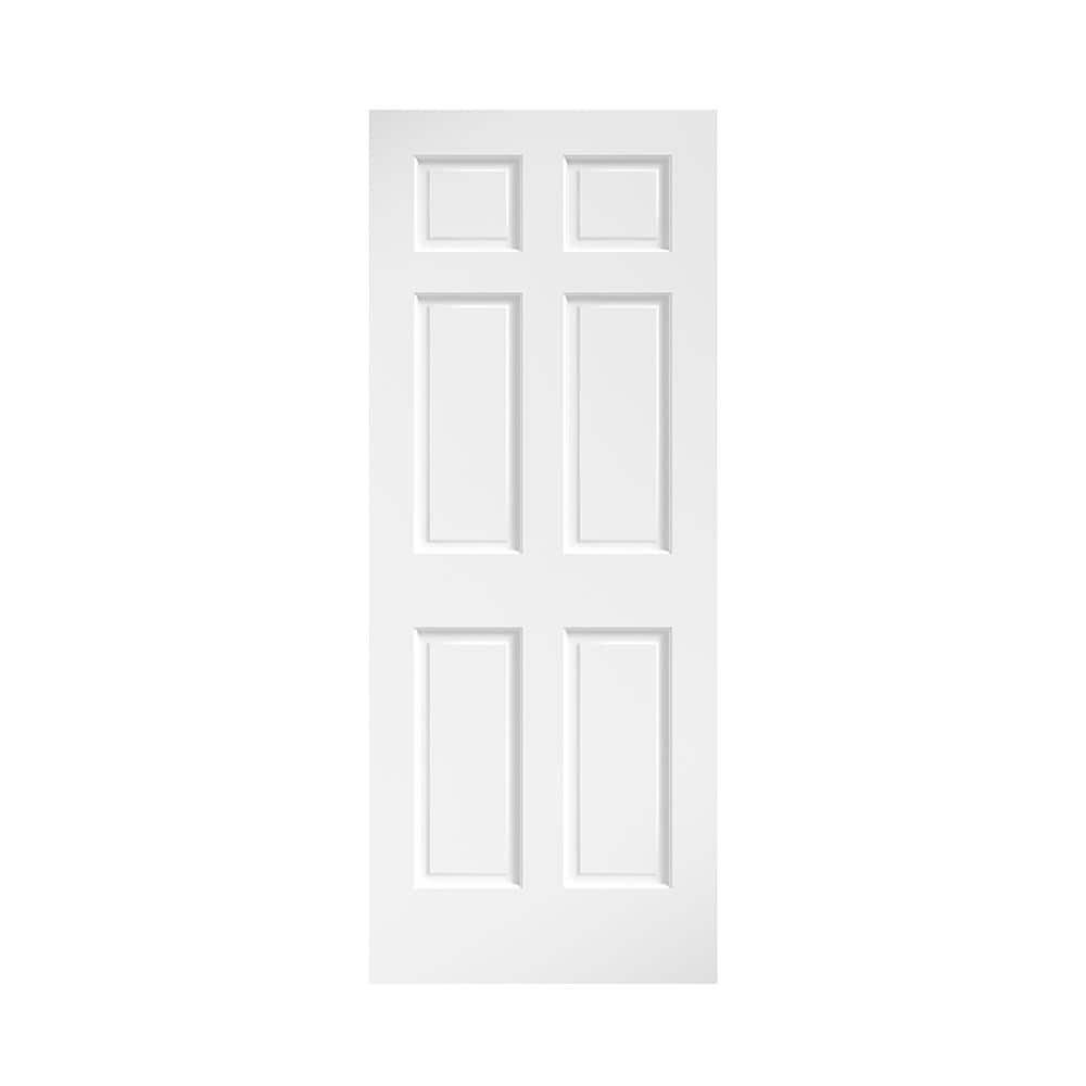 EightDoors 80 inch x 30 inch 6 Panel White Primed Solid Wood Core Door(30" X 80")
