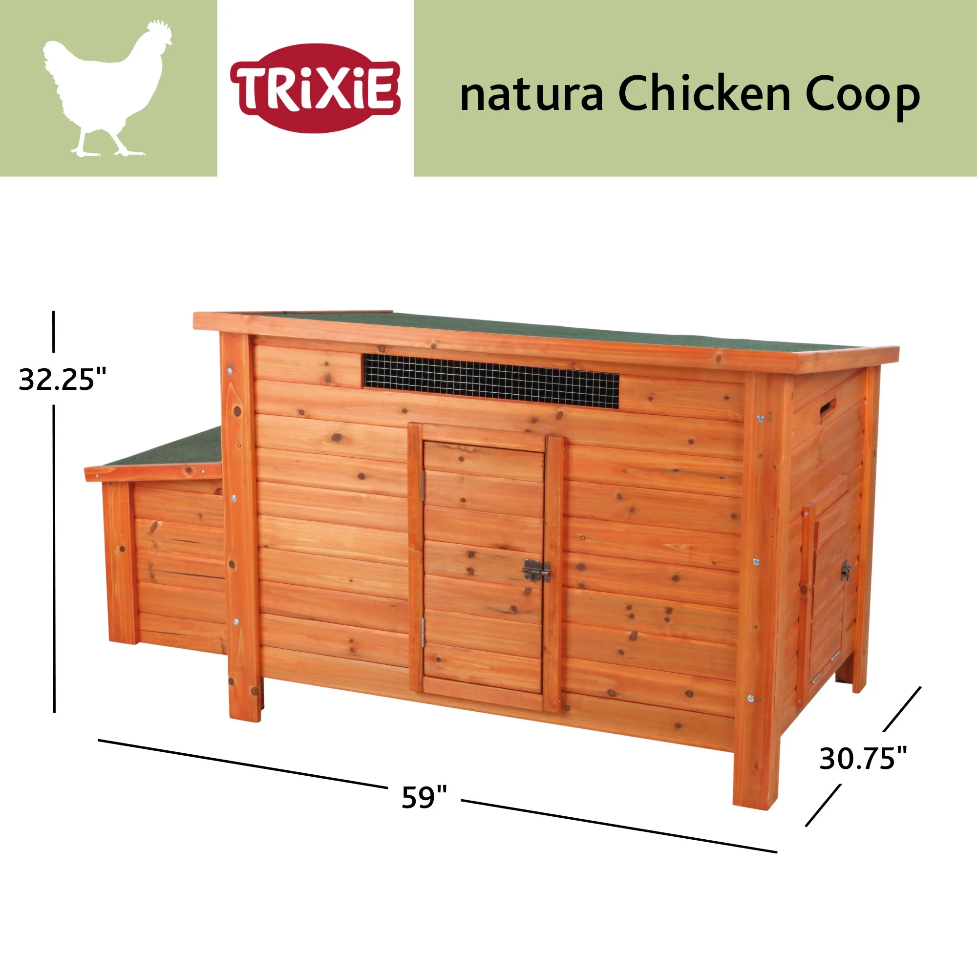 TRIXIE Weatherproof Outdoor Wooden Chicken Coop with 2 Nesting Boxes & Run, Brown - Image 4