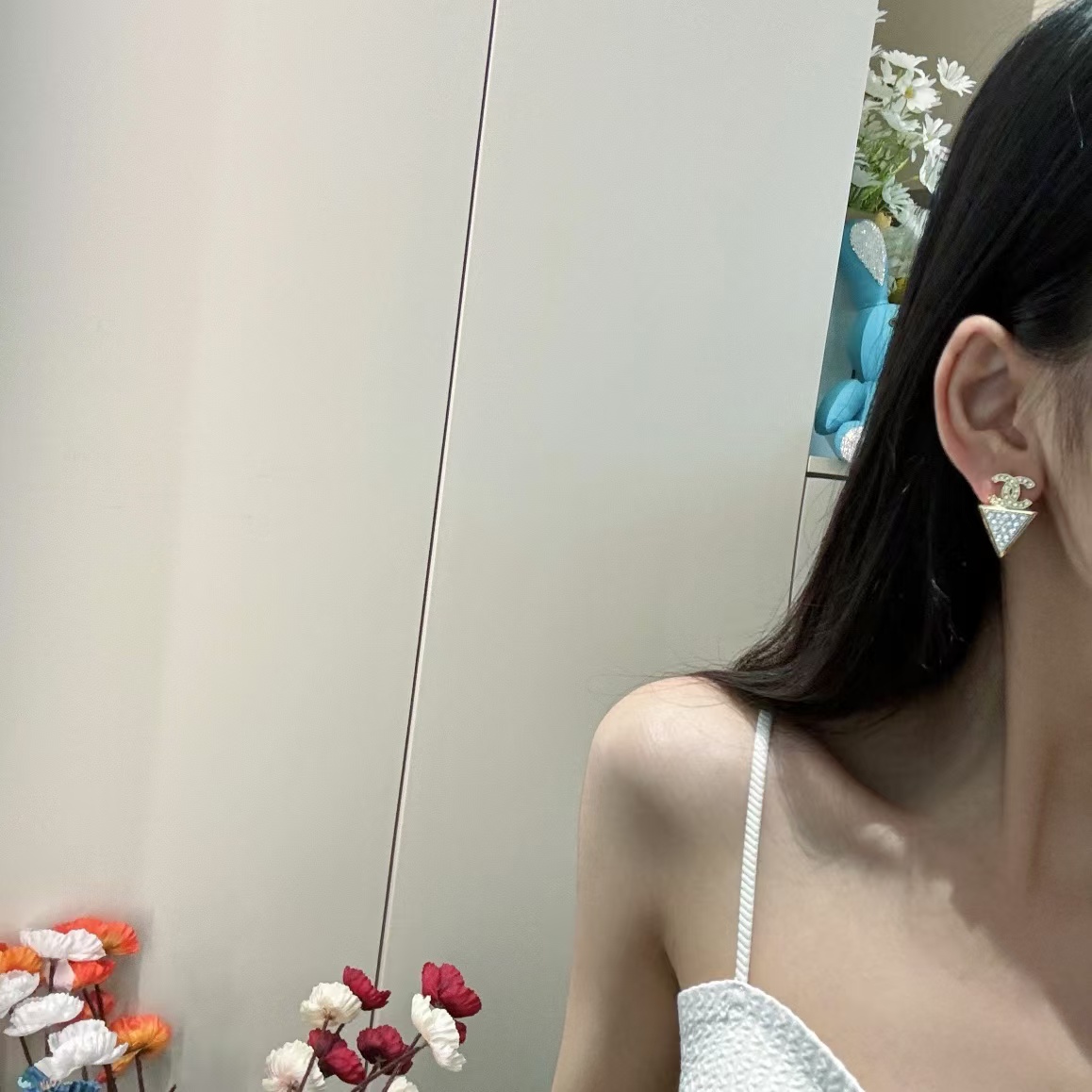 Chanel Geometric Triangle Stud Earrings - Original Replica Club