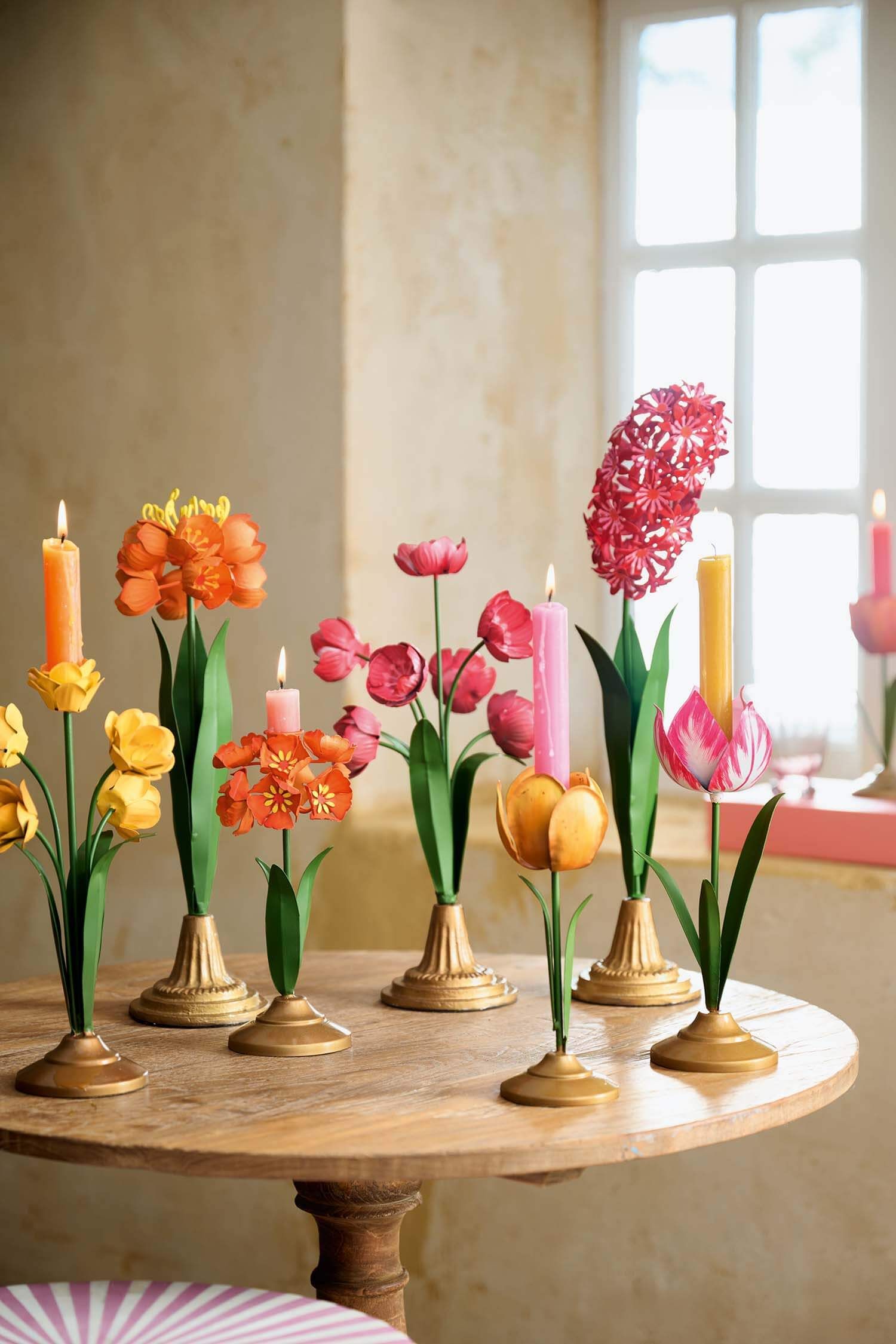 Deco Flower Metal Pink 36cm