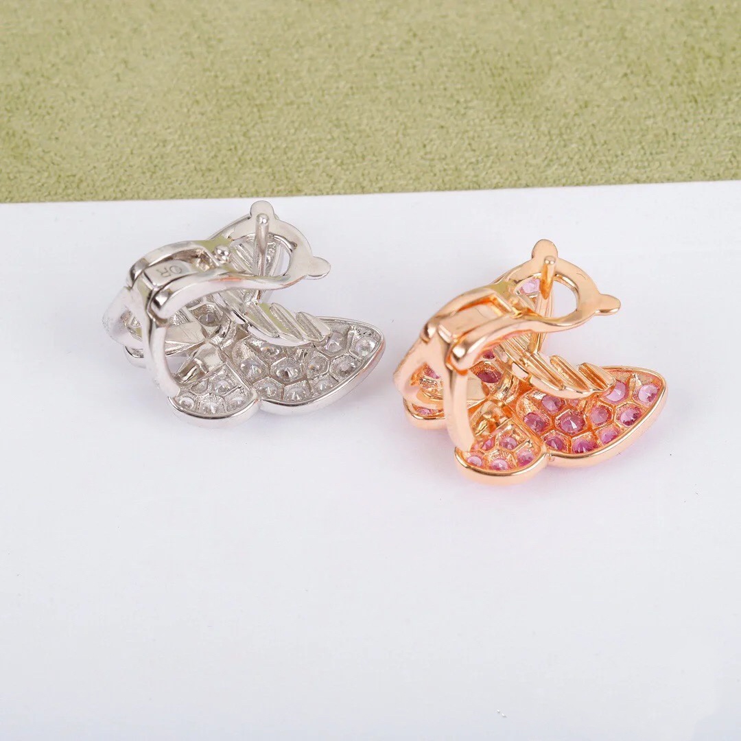 VCA Asymmetrical Diamond Butterfly Earrings - Original Replica Club