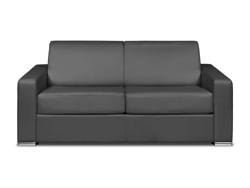 Sofá cama de 3 plazas de apertura rápida de cuero de búfalo gris - Cama de 140 cm - Colchón de 18 cm - Luxmbls OPSN99371