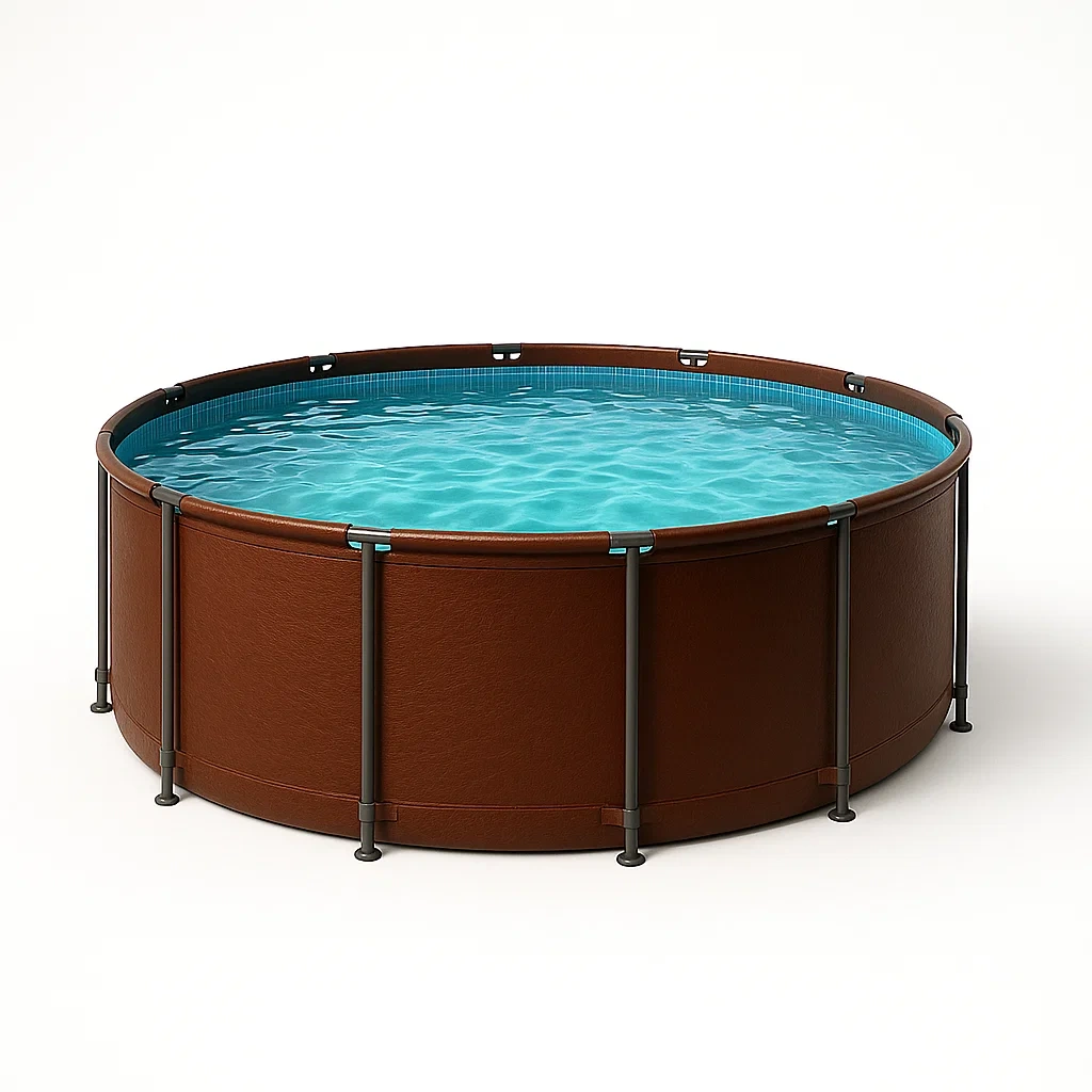 Piscina tubular redonda desmontable 298x96 cm Color marrón/azul con filtro y escalera RZetqzw248ZV