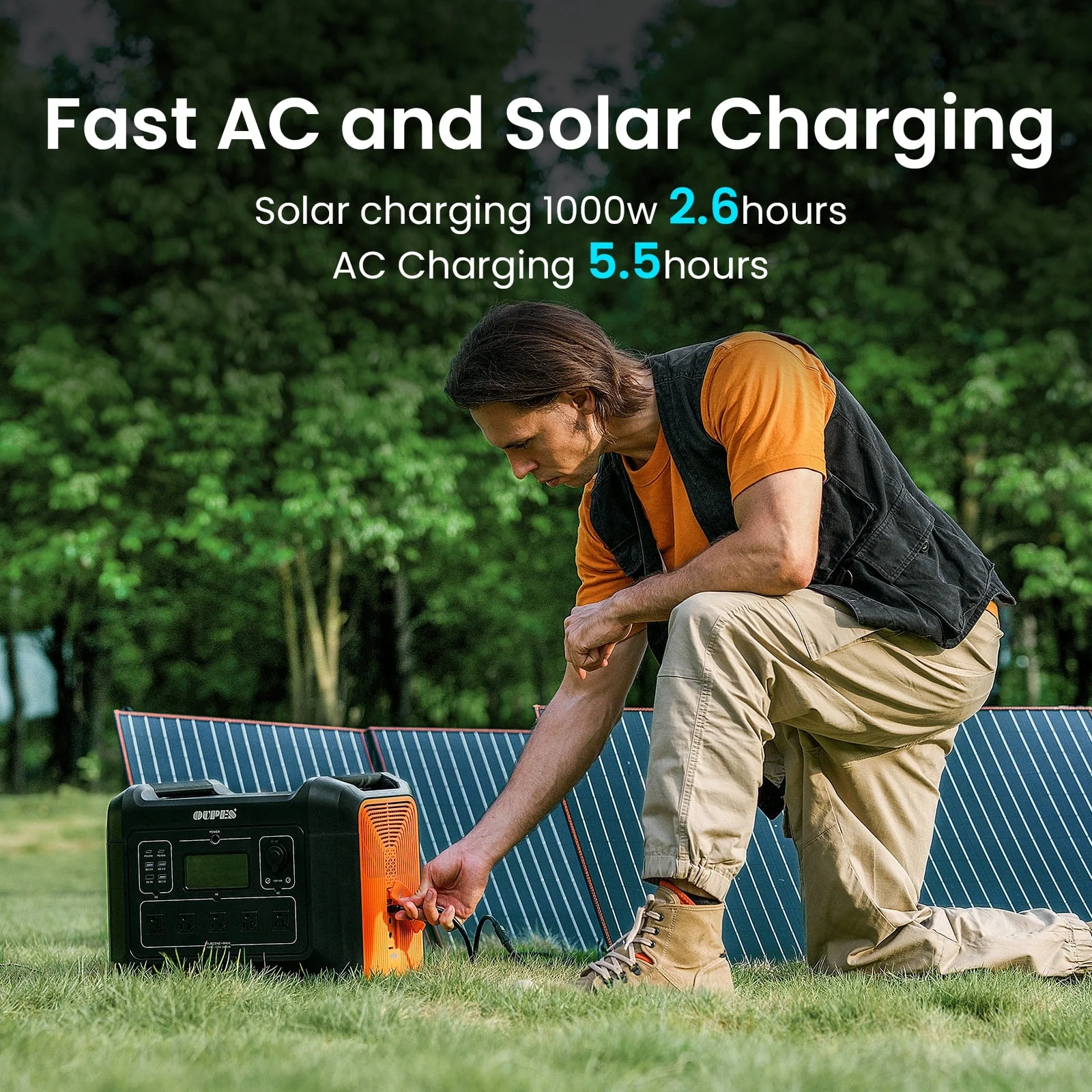 OUPES 2400W 2232Wh Portable Power Station with 4x240W Solar Panel,Solar Generator for Outdoor Camping,Home Backup,Emergency,RV - Image 2