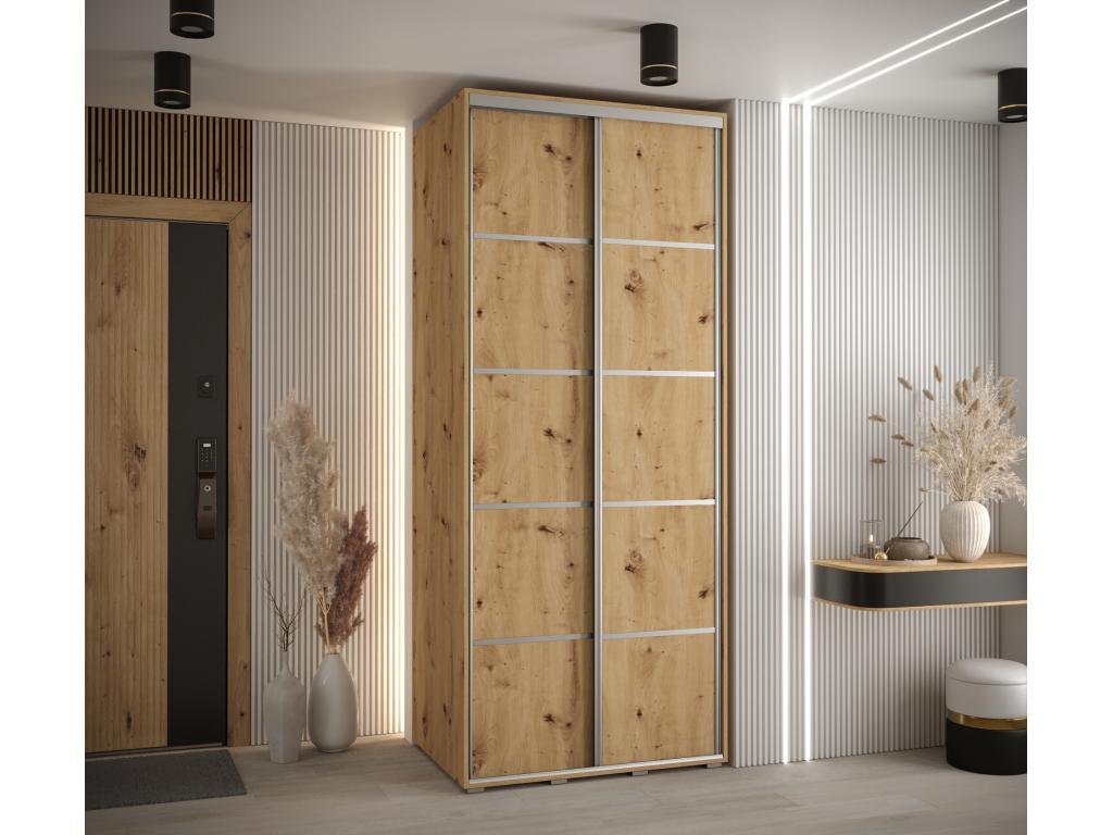 ARMARIO DAVOS 4 DE PUERTAS CORREDERAS 235,2/100/45 2 puertas (Artisan/Artisan/Plata)