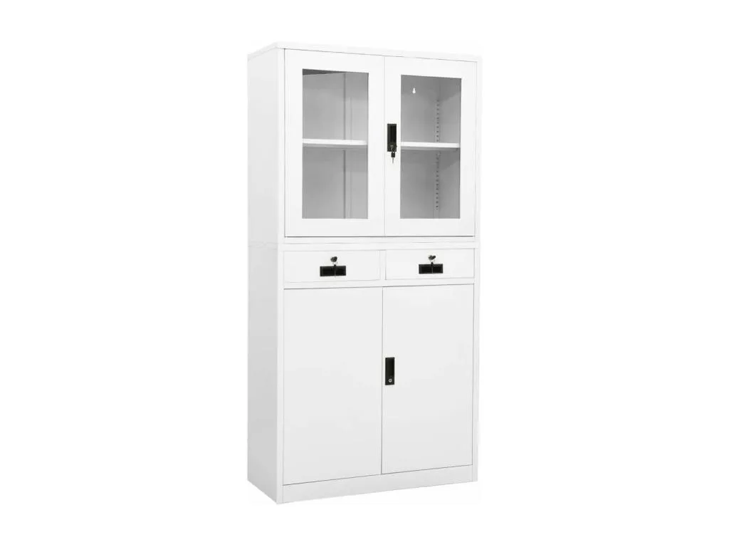 Armario oficina acero vidrio templado blanco 90x40x180 cm tlfa07717