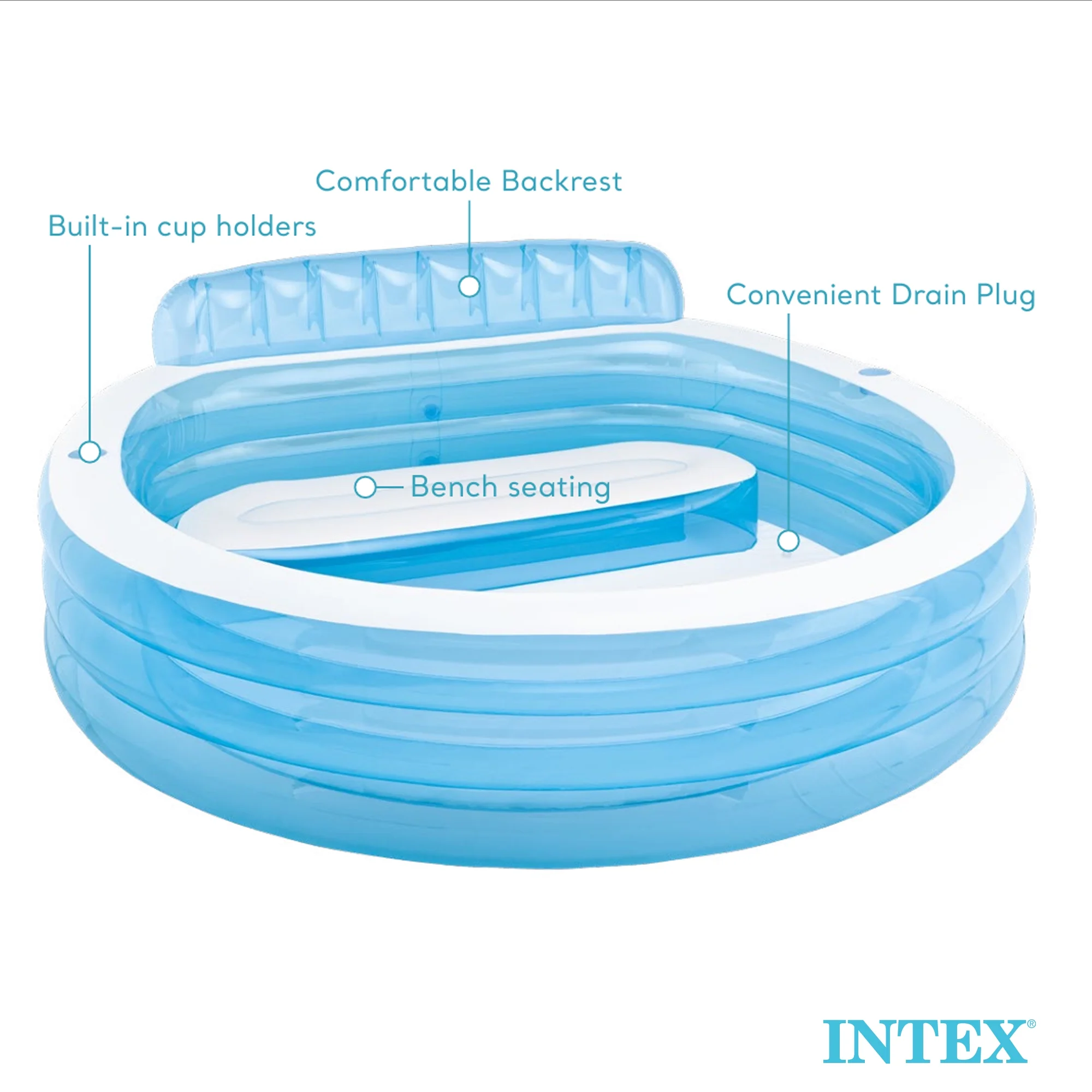 Intex Swim Center Round Inflatable Outdoor Lounge Pool with Pool Cover - Image 2