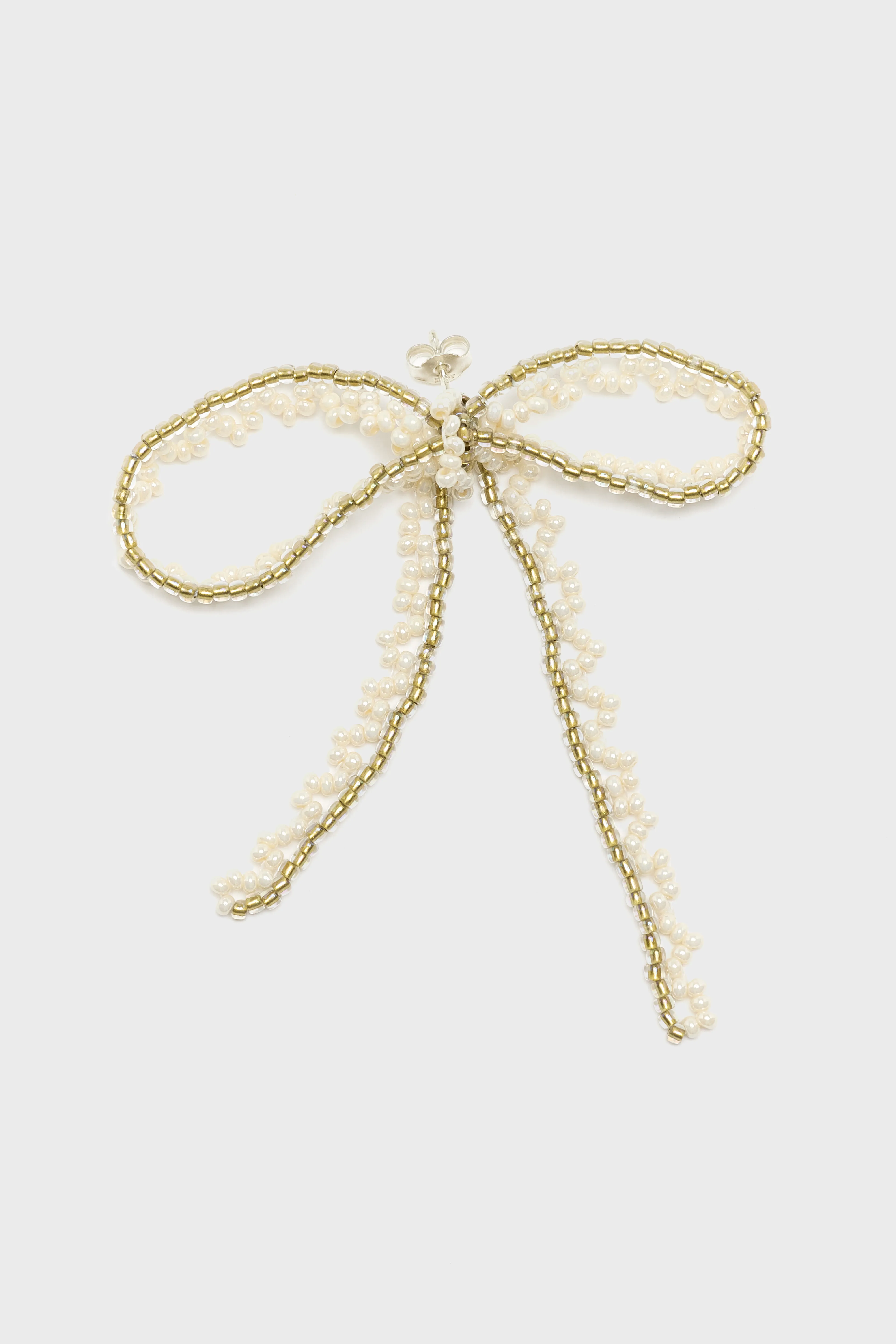 Bellerose Lace Bow Ear Stick Earrings  (261 / W / WHITE)