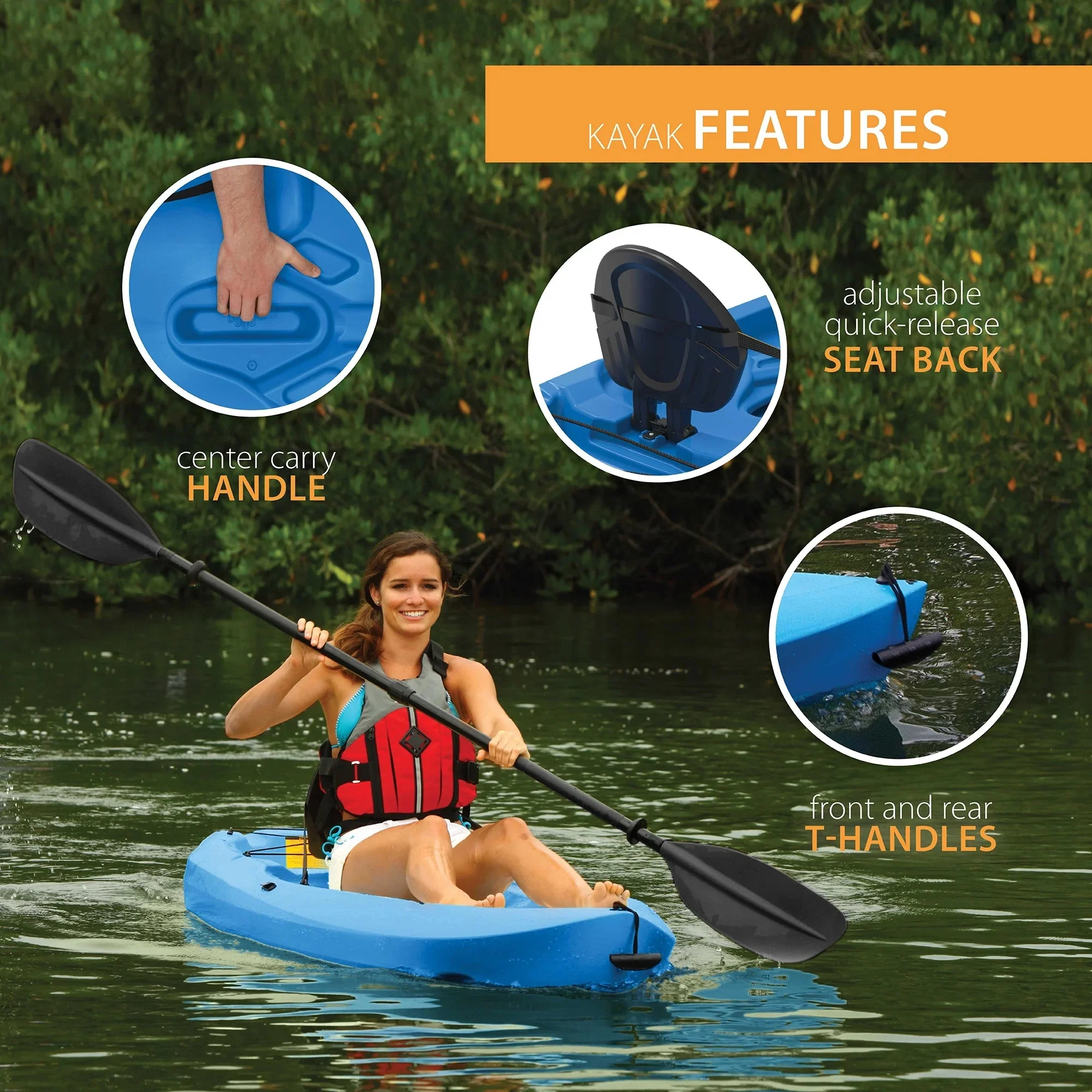 Lifetime Sit-On-Top Kayak 8 ft Blue HDPE - 90112 - Image 6 Lifetime Sit-On-Top Kayak 8 ft Blue HDPE - 90112 - Image 6