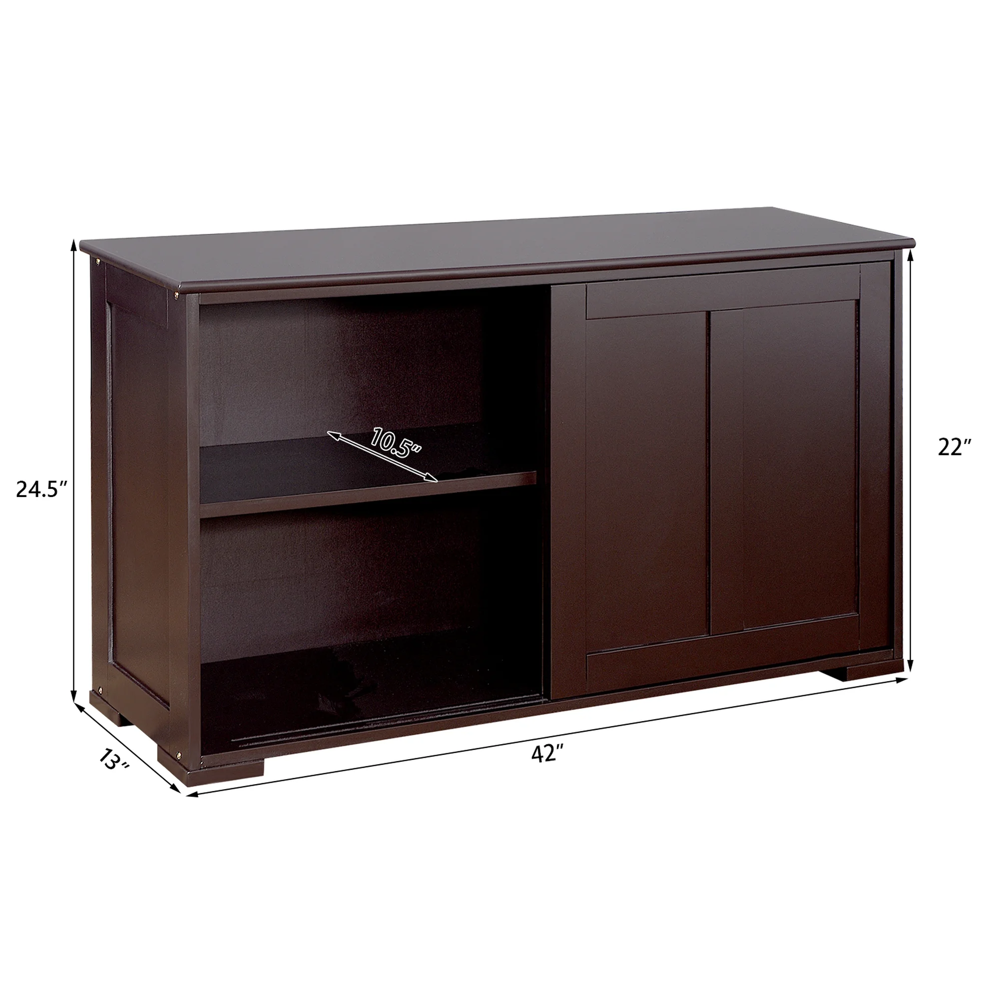 Costway Kitchen Storage Cabinet Sideboard Buffet Cupboard Wood Sliding Door Pantry White - Image 14