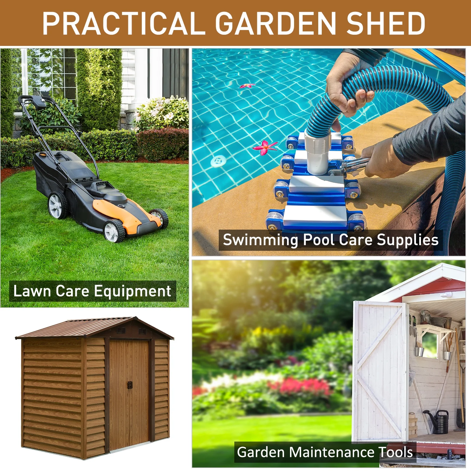 Outsunny 7' x 4' Metal Storage Shed Organizer, Garden Tool House with 4 Vents and 2 Sliding Doors for Backyard, Patio, Garage, Lawn, Dark Gray - Image 60