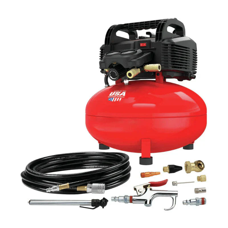 6 Gallon Pancake Air Compressor, Oil-Free, 150 PSI, Portable with Accessory Kit